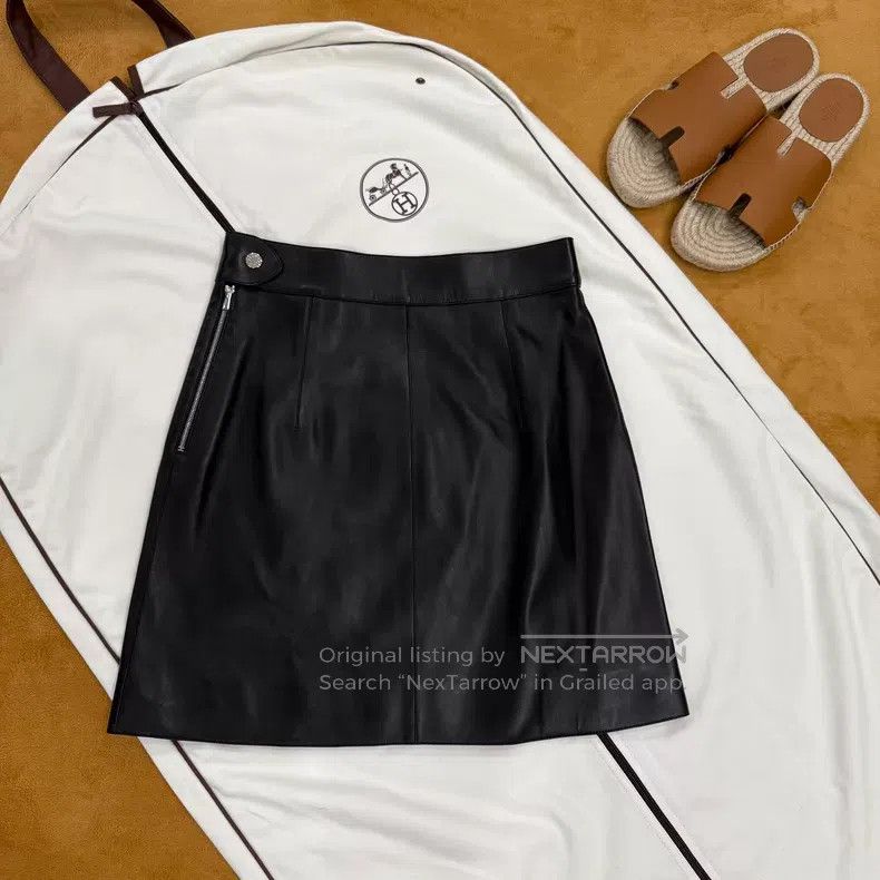 Hermes Hermes Classic Black Badge Leather Skirt Size 24" / US 00 / IT 34 - 2 Thumbnail