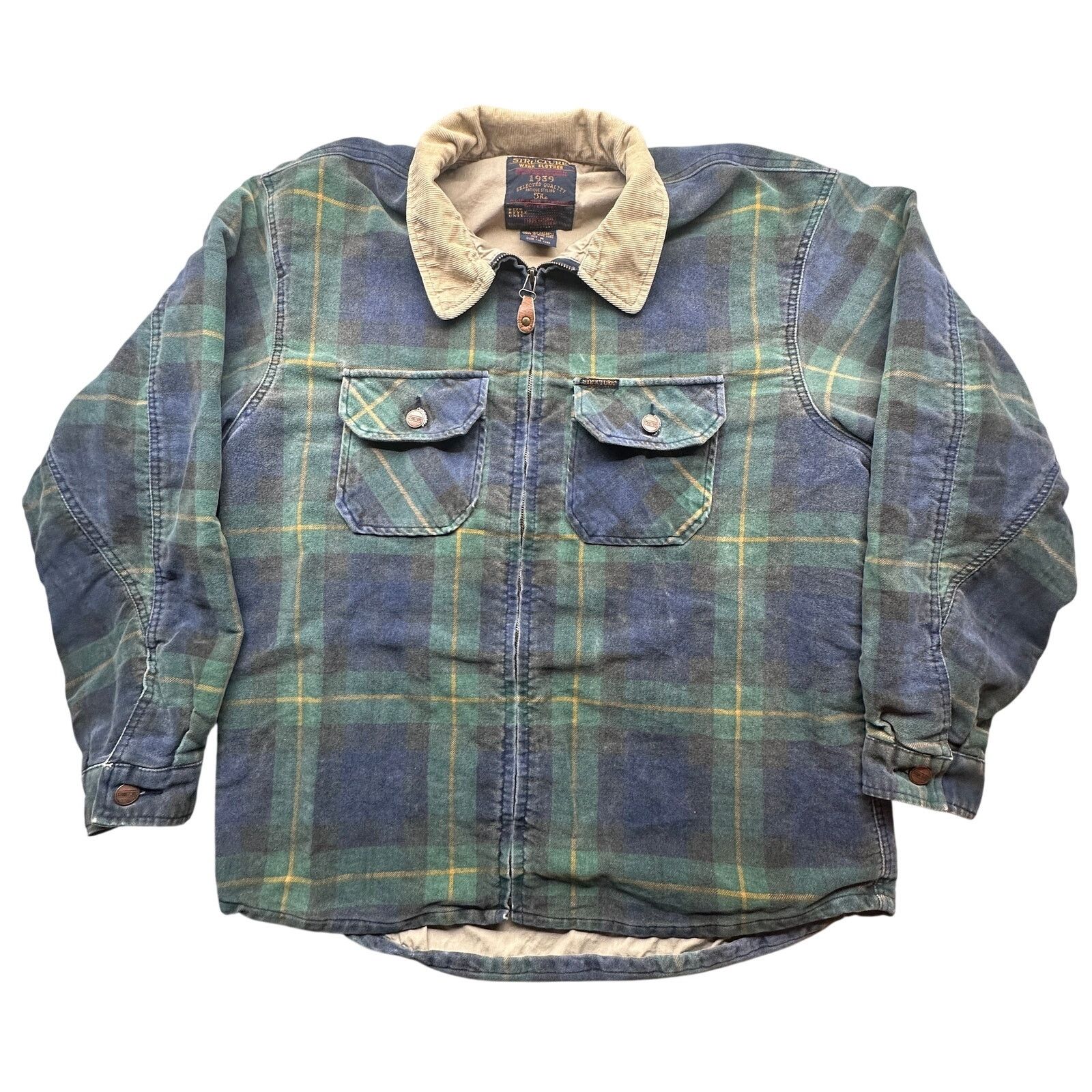 Structure VTG Structure Plaid Flannel Zip Jacket Shirt Medium Size US M / EU 48-50 / 2 - 1 Thumbnail