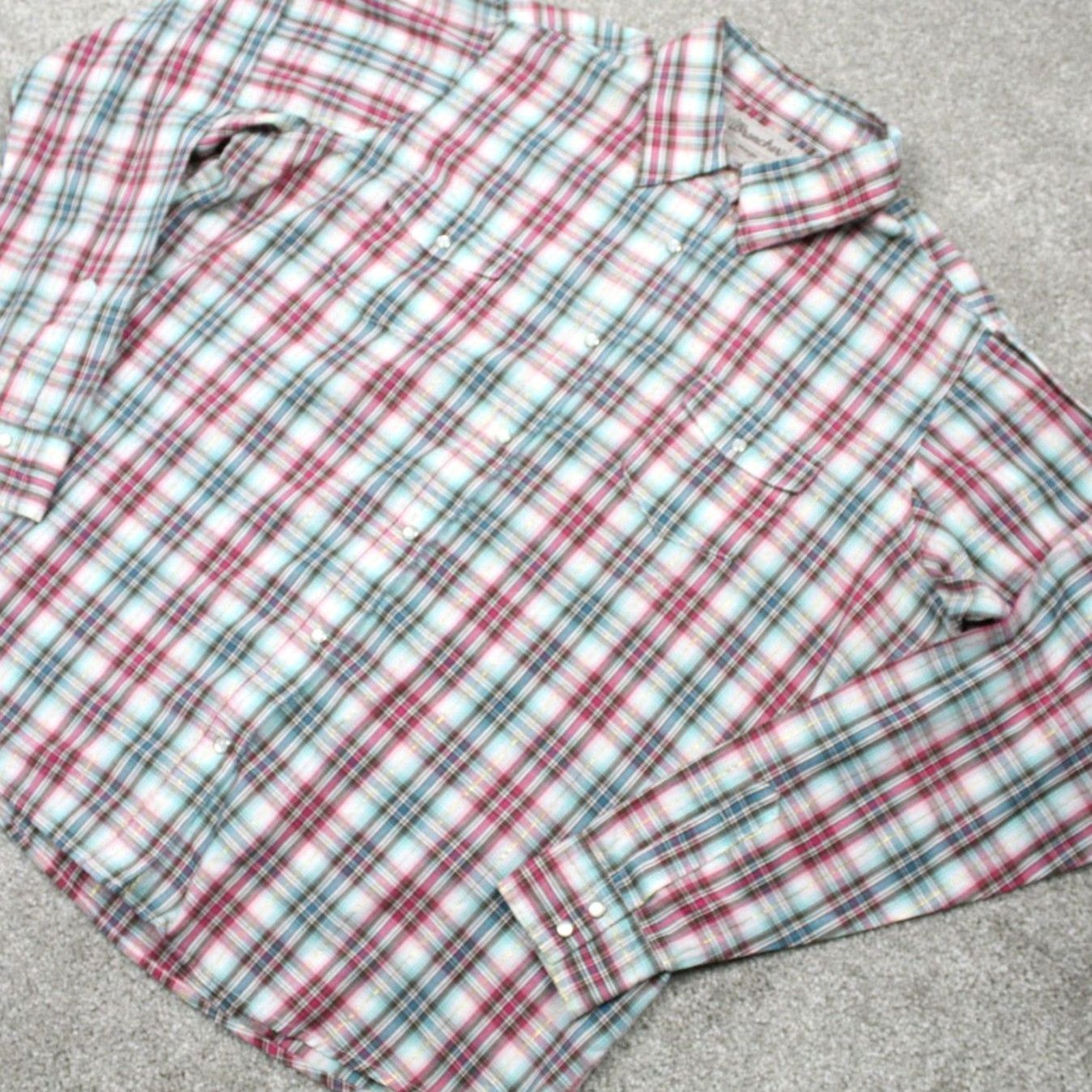 Wrangler Wrangler Wrancher Pearl Snap Shirt Mens 2XL Pink/Blue w/Gold Metallic Strip Size US XXL / EU 58 / 5 - 3 Thumbnail