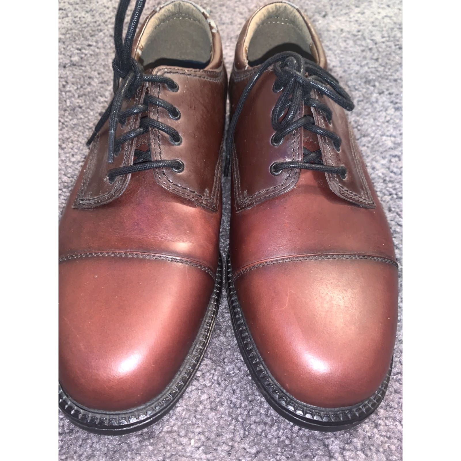 Dockers DOCKERS Mens Brown Leather Lace Up Oxford Cap Toe Dress Shoes Size 10W 090-2219 Mens Shoes Dress Oxford Brown Leather Cap Toe Lace-Up 10W Shoes Size ONE SIZE - 2 Thumbnail