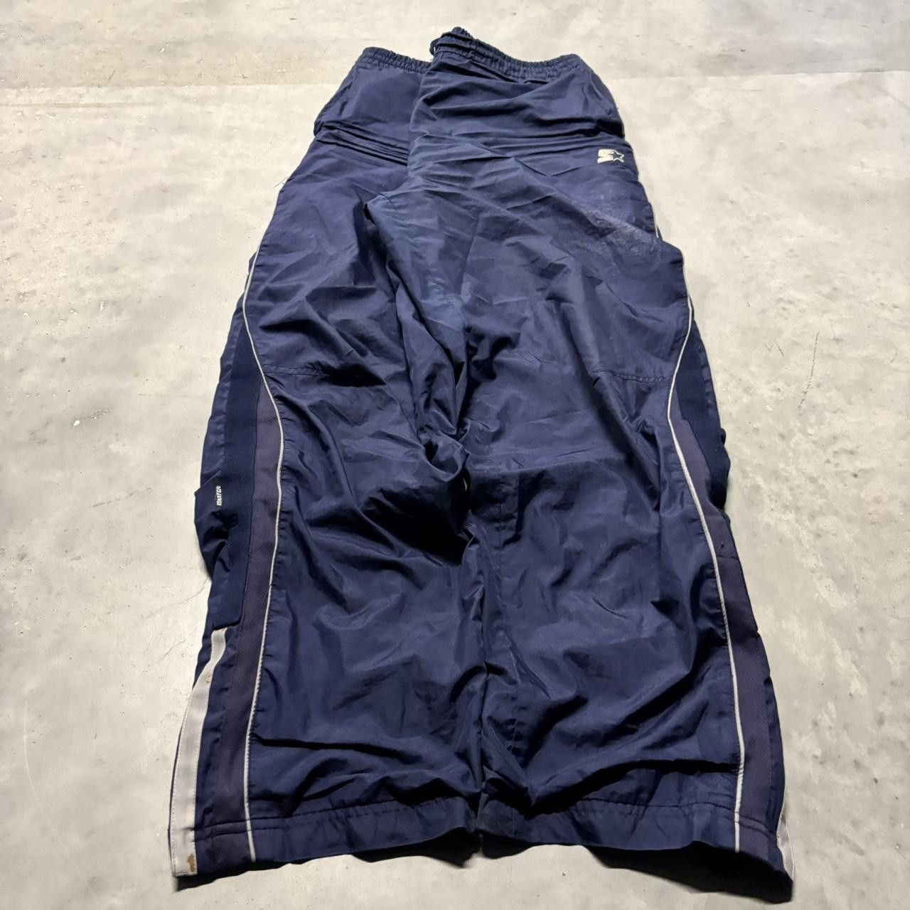 Japanese Brand × Vintage Crazy Vintage Y2K/2000s Baggy Navy Blue Skater Drill Track Pants! Size US 32 / EU 48 - 2 Thumbnail