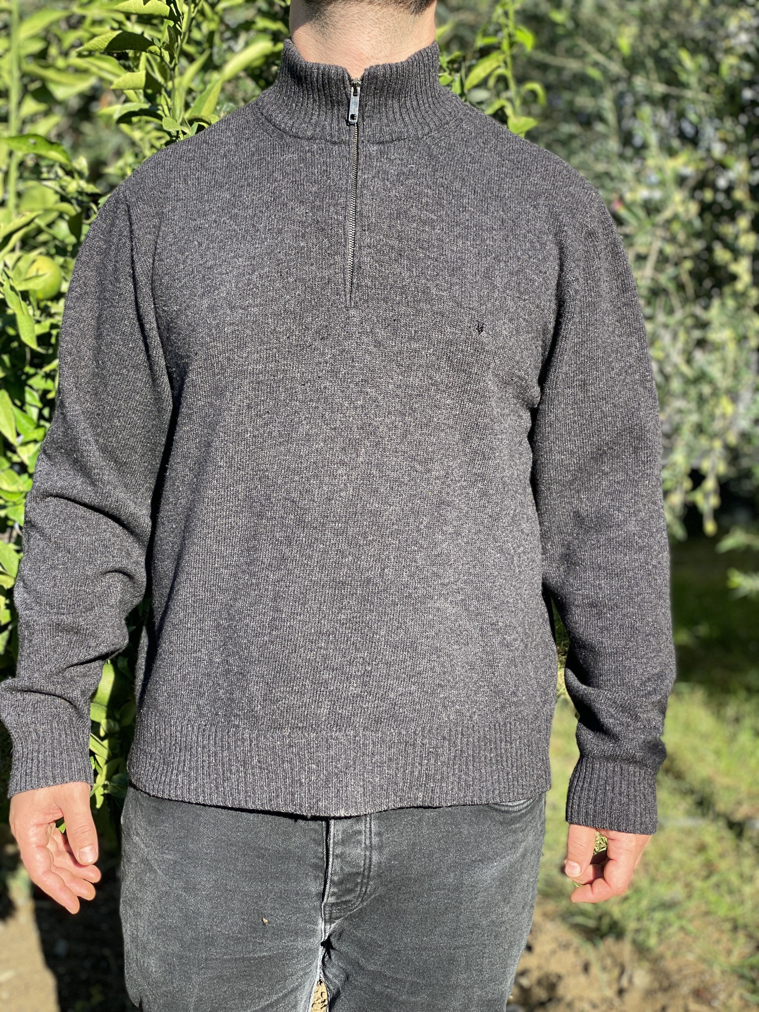 image of Burberry London Pullover Jumper 1/4 Zip Size XL 56 58 in Grey, Men's