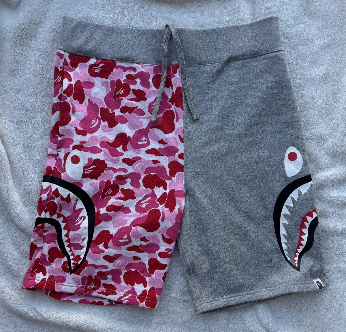 Bape Pink Camo Split Back Shark Sweat Shorts