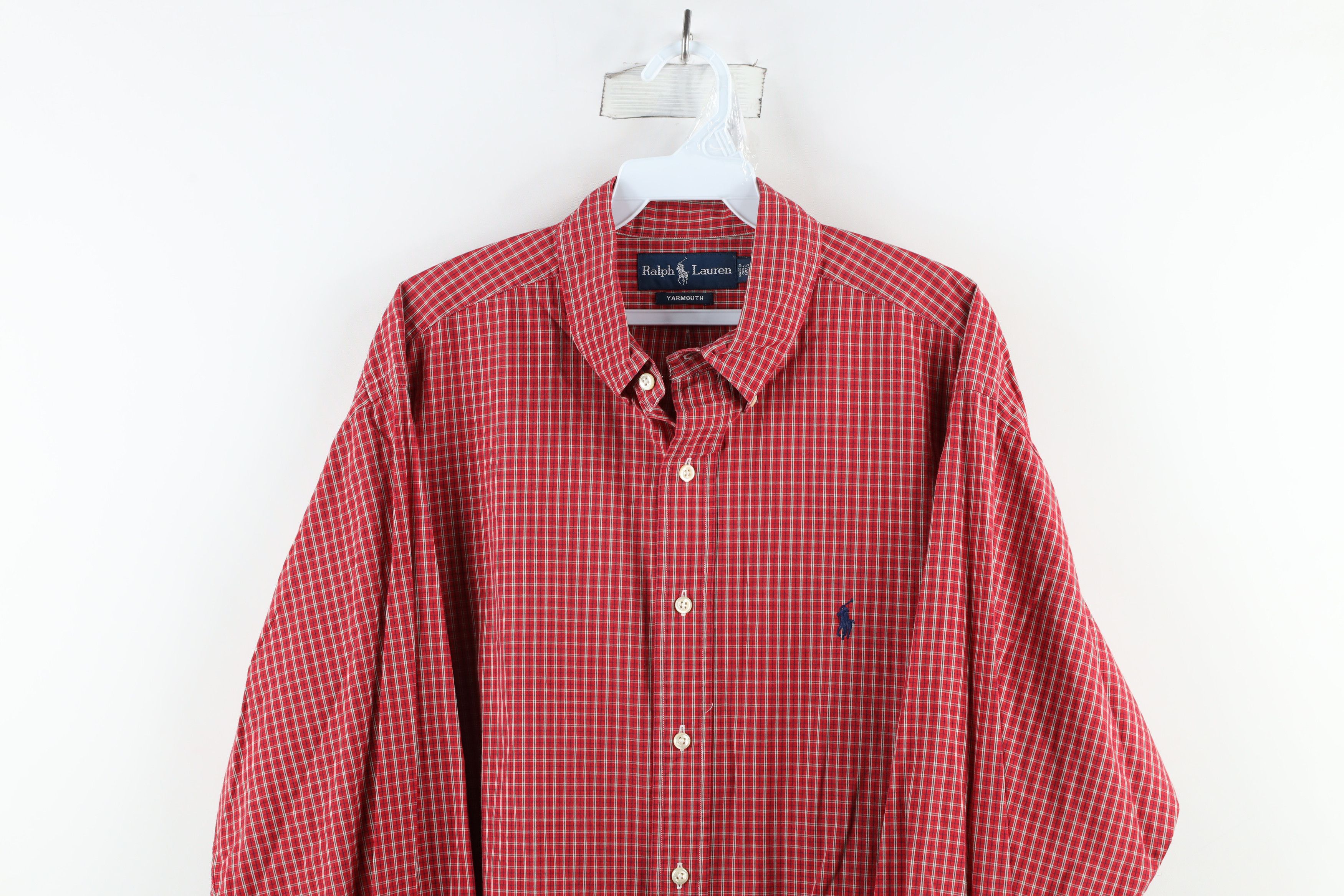 Ralph Lauren × Vintage Vintage 90s Ralph Lauren Collared Button Down Shirt Red Size US L / EU 52-54 / 3 - 2 Thumbnail