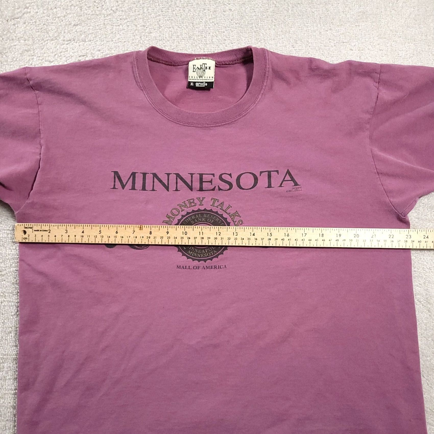 Anvil VINTAGE 1993 Mall Of America T-Shirt 90s Money Talks Adult XL Purple Mens USA T-Shirt Size US XL / EU 56 / 4 - 3 Thumbnail