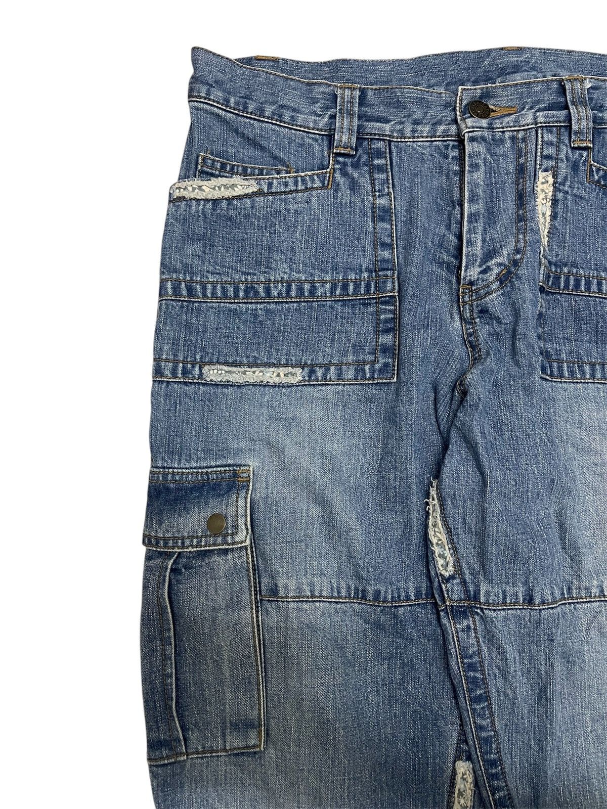 Issey Miyake RARE Tsumori Chisato Tactical Cargo Flared Patchwork Jeans Size US 35 - 6 Thumbnail