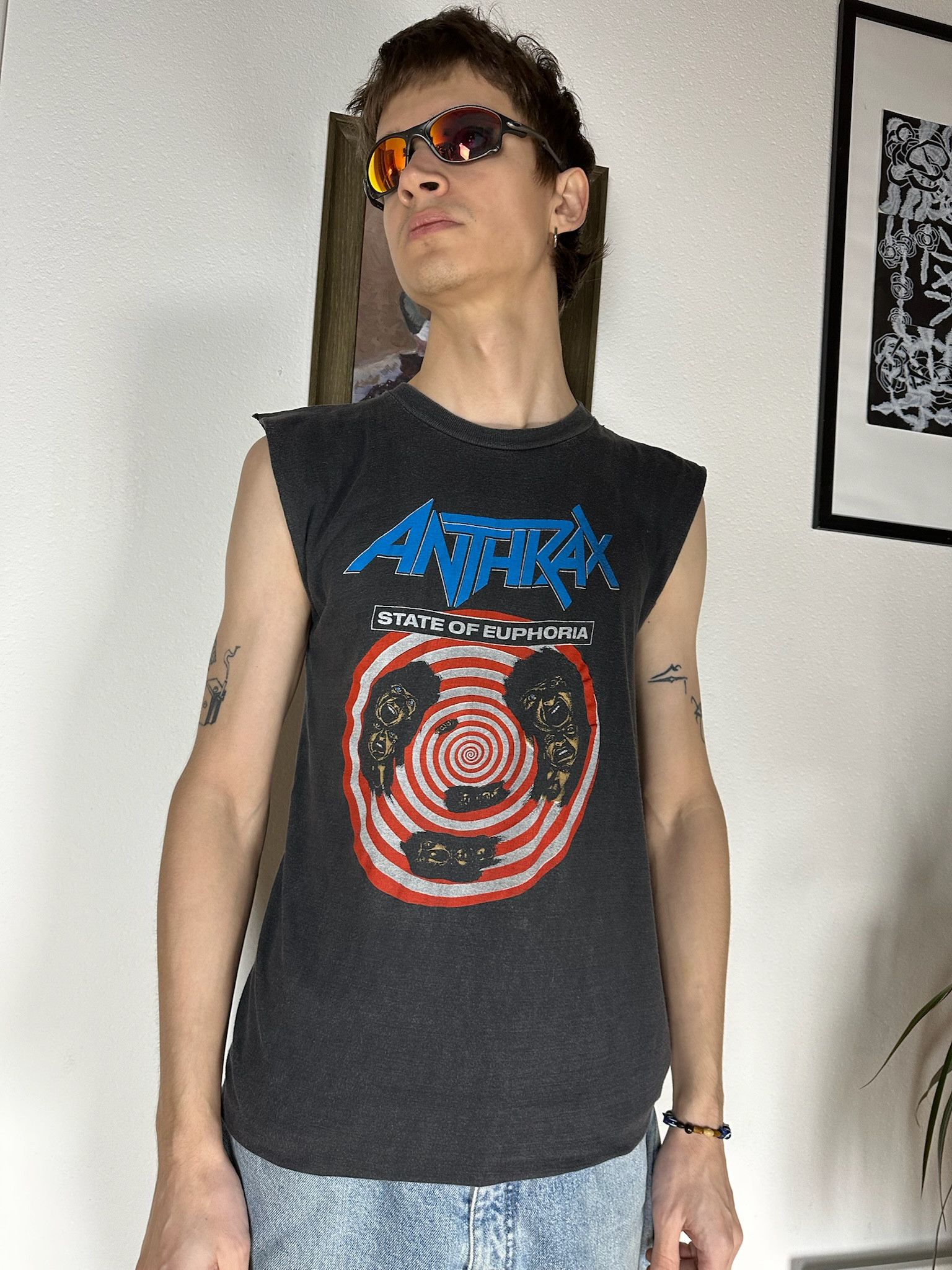 Band Tees Vintage Anthrax tee sleeveless Shirt tank top punk Size US M / EU 48-50 / 2 - 6 Thumbnail