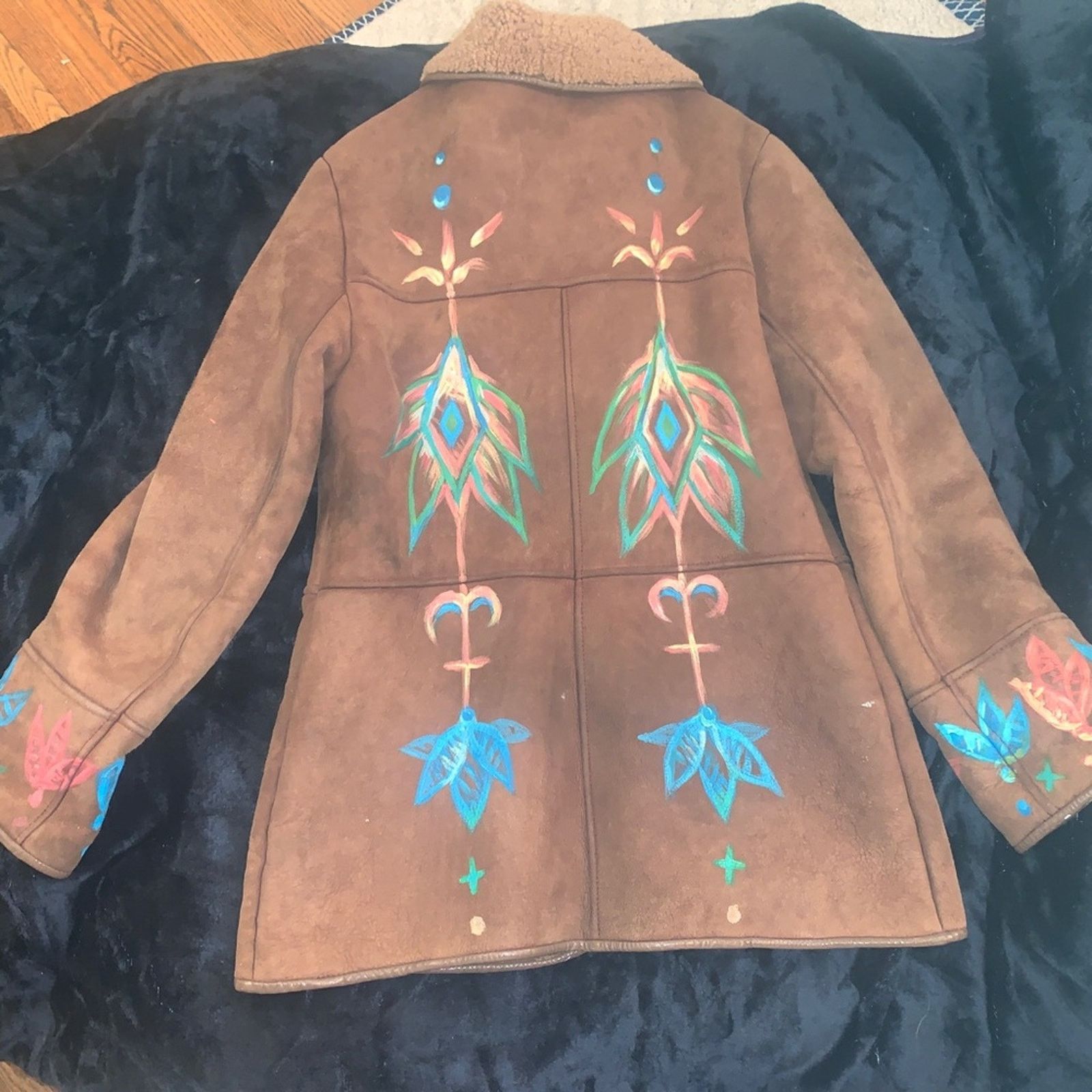 Other VINTAGE 80's HANDPAINTED SHEEPSKIN SHEARLING Jacket U.K. Size S / US 4 / IT 40 - 9 Thumbnail