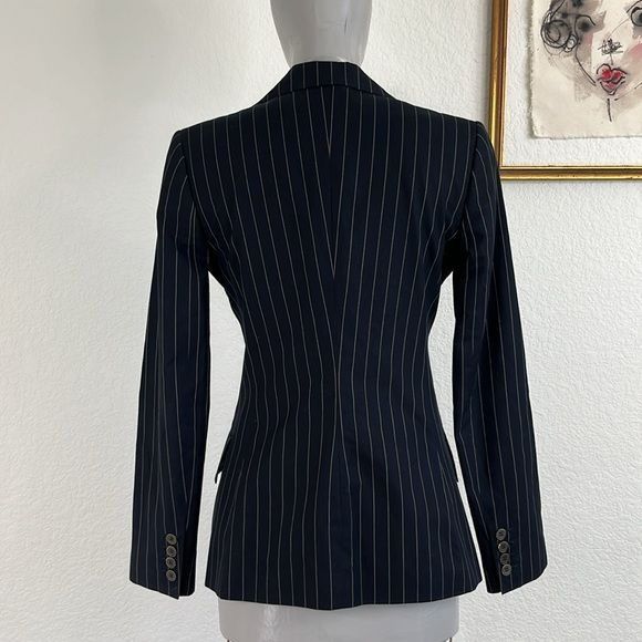 Dolce & Gabbana × Vintage Dolce and Gabbana Pinstriped Cotton Wide Lapel Tailored Blaz Size M / US 6-8 / IT 42-44 - 9 Thumbnail