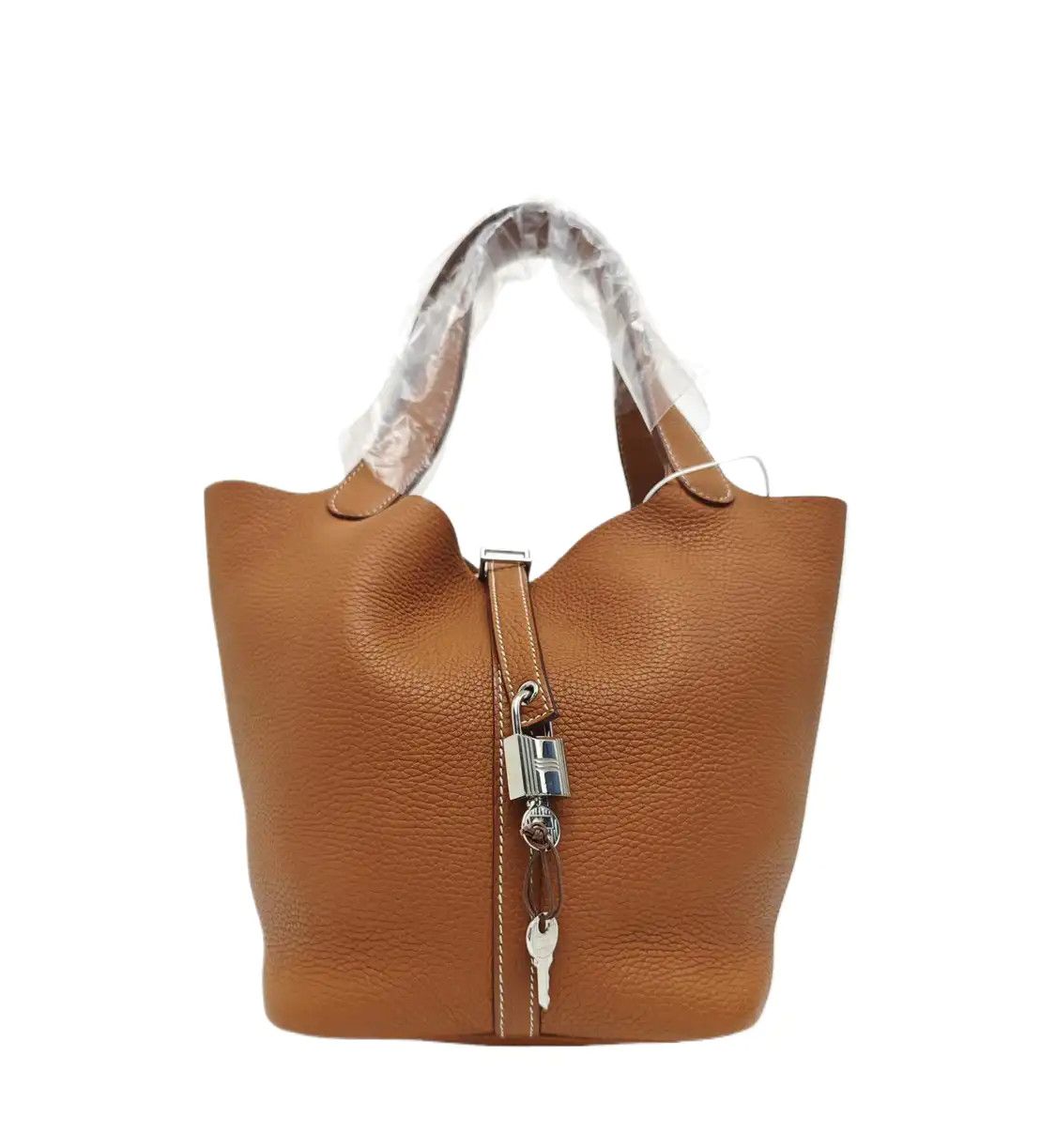 Hermes Hermes Picotin Lock 22 Gold Brown Clemence cowhide leather picotin handbag silve Size ONE SIZE - 1 Thumbnail