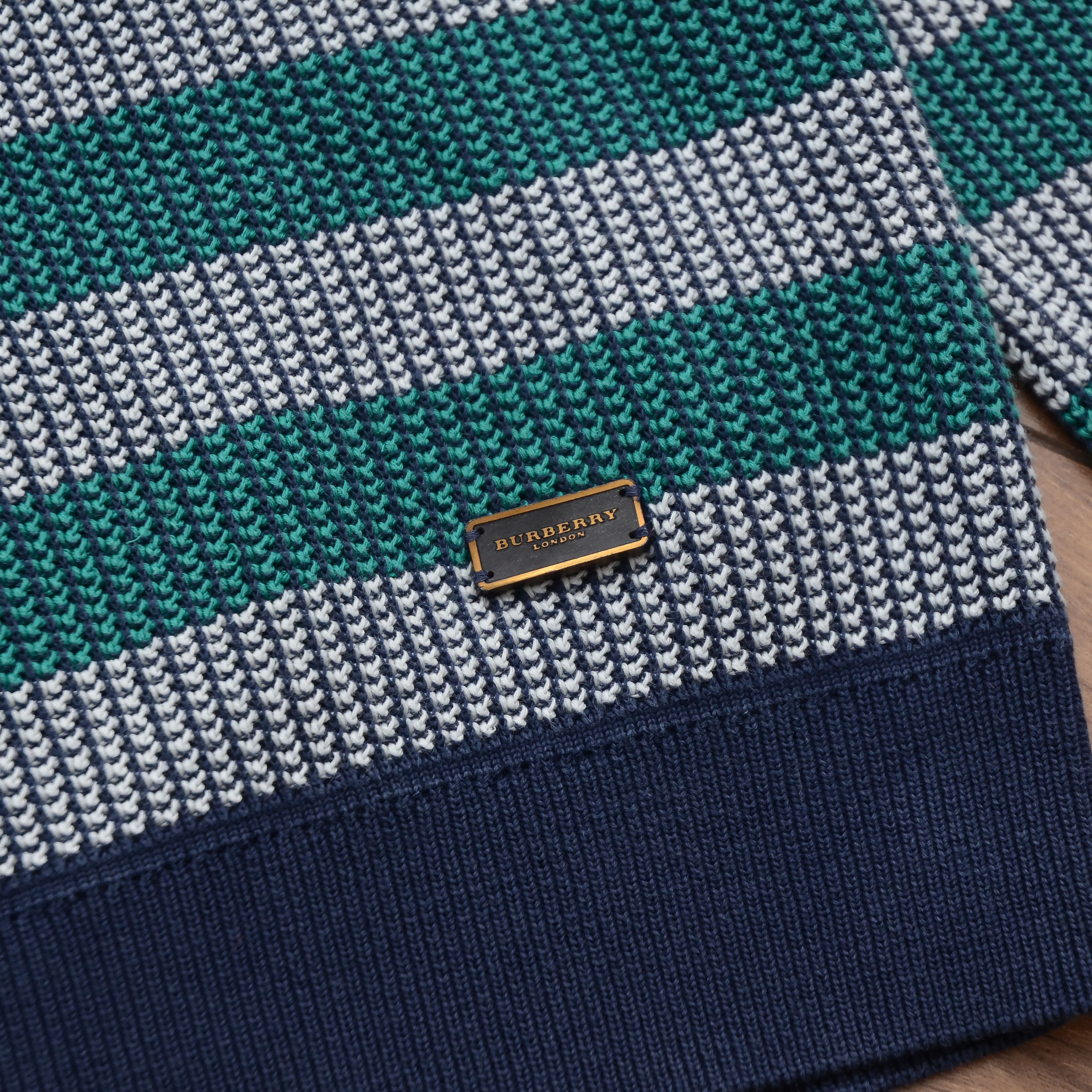 Burberry Burberry Striped Sweater Knit Green Gray Men's Crewneck Size US M / EU 48-50 / 2 - 9 Thumbnail