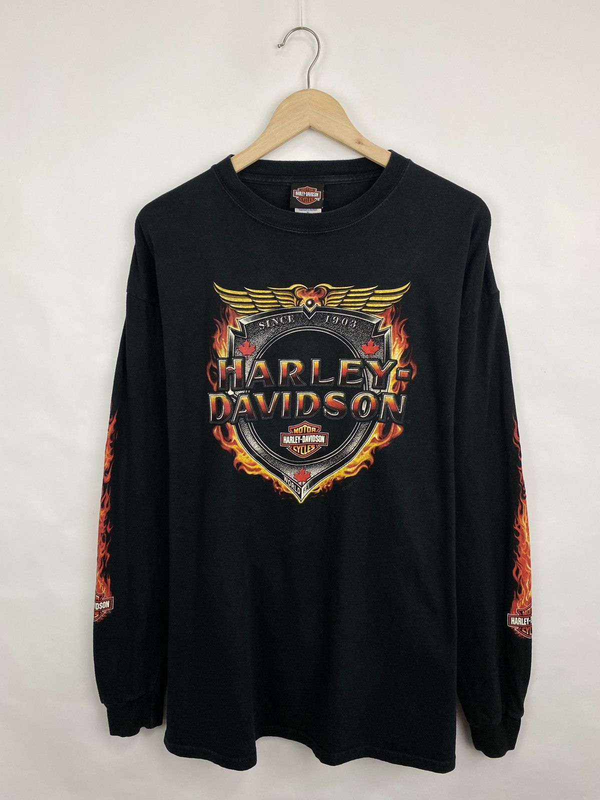 Harley Davidson 🇺🇸Vintage Y2K Harley Davidson Fire Skull Niagara Falls Canada Size US XL / EU 56 / 4 - 3 Thumbnail