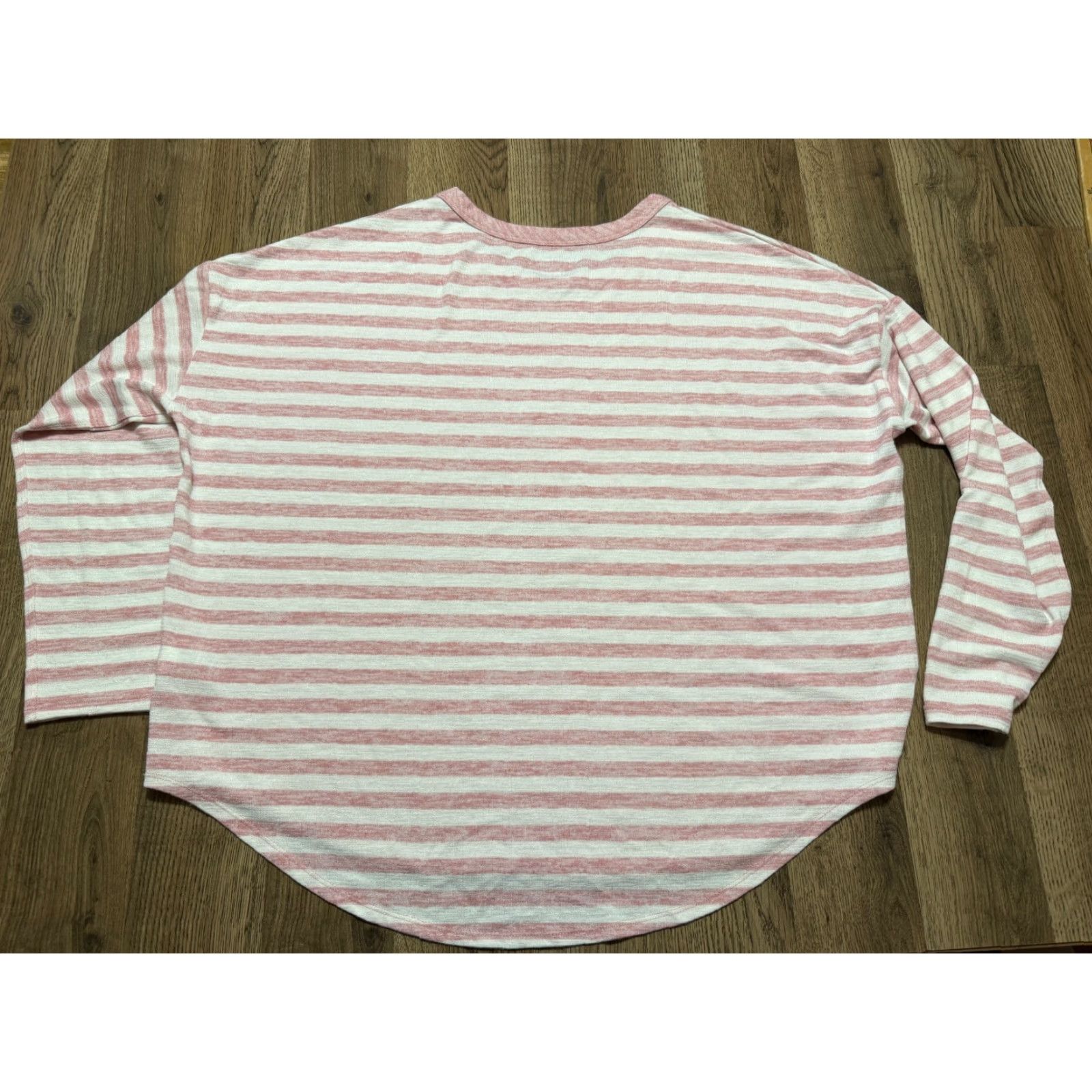Vintage Time & Tru Shirt Women's XL Pink White Striped Long Sleeve Shirt Size XL / US 12-14 / IT 48-50 - 2 Thumbnail