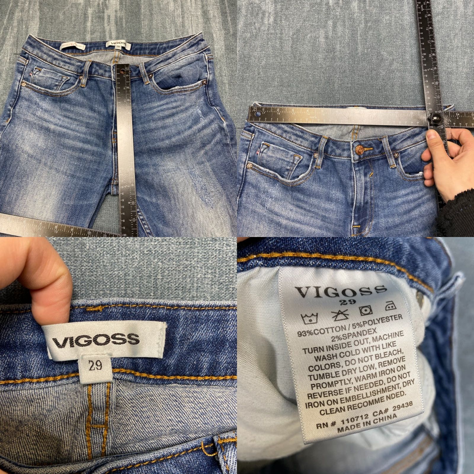 Vintage Vigoss Jagger Skinny Jeans Women 29 Blue Denim Stretch Distressed Casual Outdoor Jeans Women 29 Blue Denim Stretch Distressed Casual Outdoor Size 29" - 8 Thumbnail