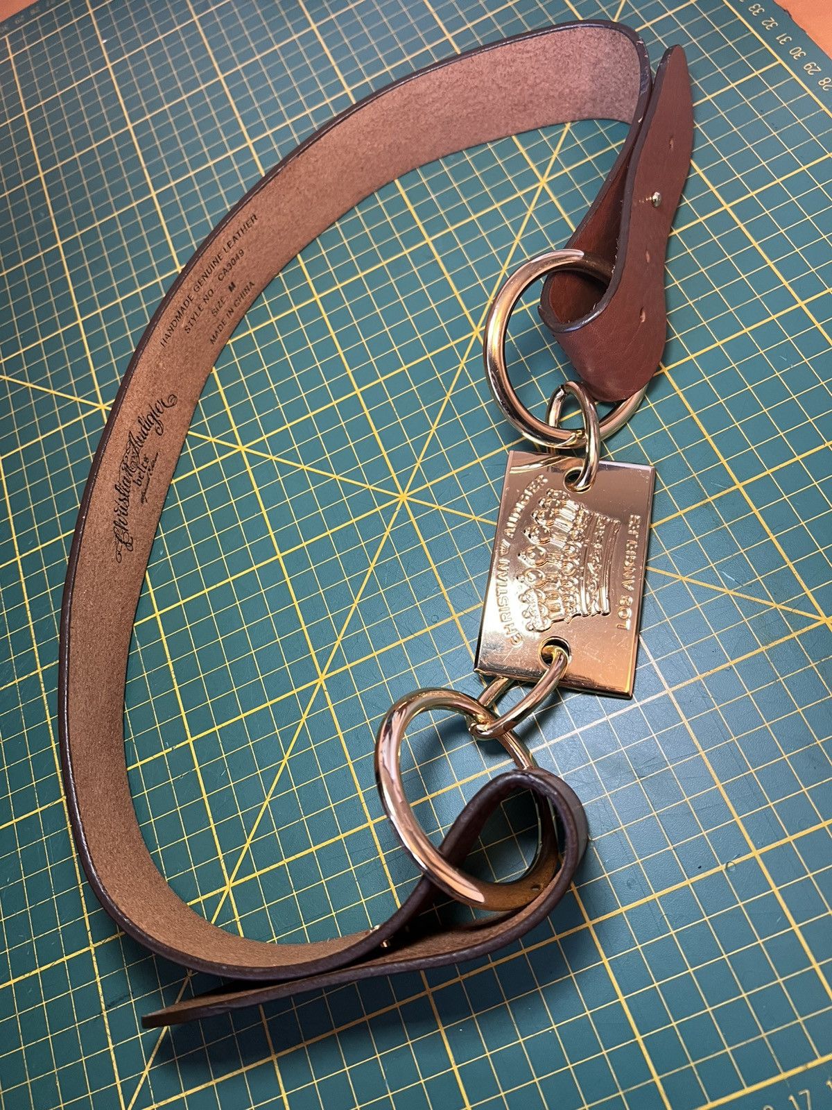 Christian Audigier Vintage Christian Audigier gold crown buckle leather belt Size ONE SIZE - 16 Thumbnail