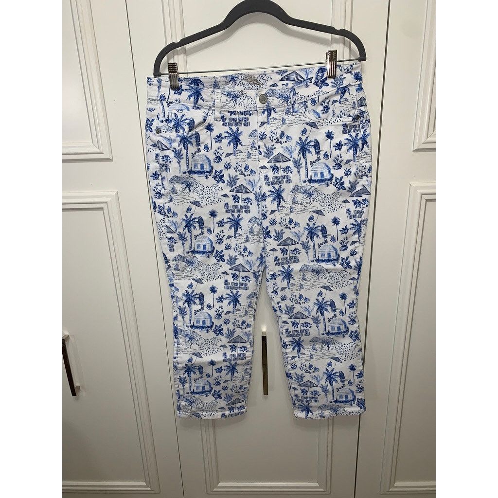 Tommy Bahama Tommy Bahama Women's Beach Hut Print Cropped Jeans 31x24 Size 31" - 1 Thumbnail