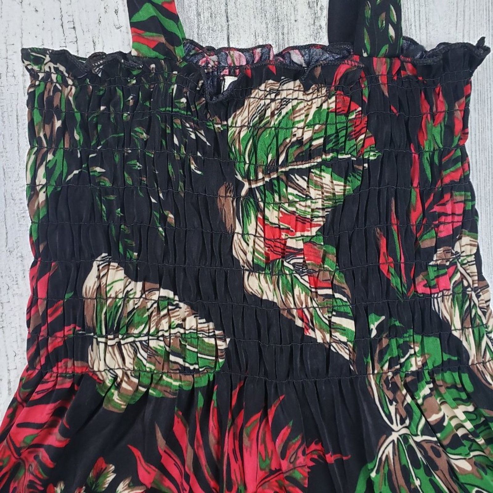 Other NWT Ace Fashions Black Tropical Smocked Sundress Large Size L / US 10 / IT 46 - 3 Thumbnail