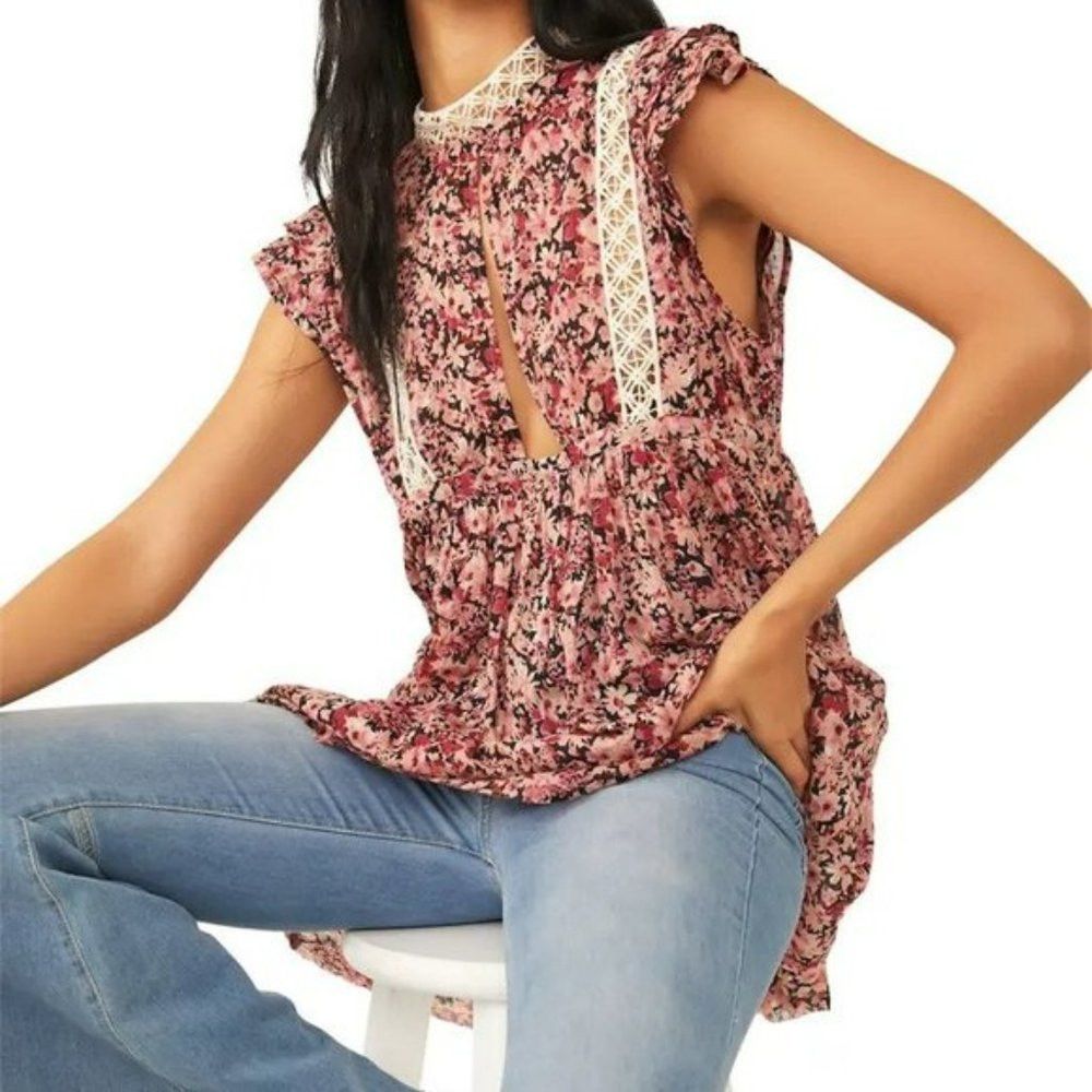 Free People NWT New $88 Free People Eva Cotton Tunic Top Cherry Dress S Size S / US 4 / IT 40 - 2 Thumbnail