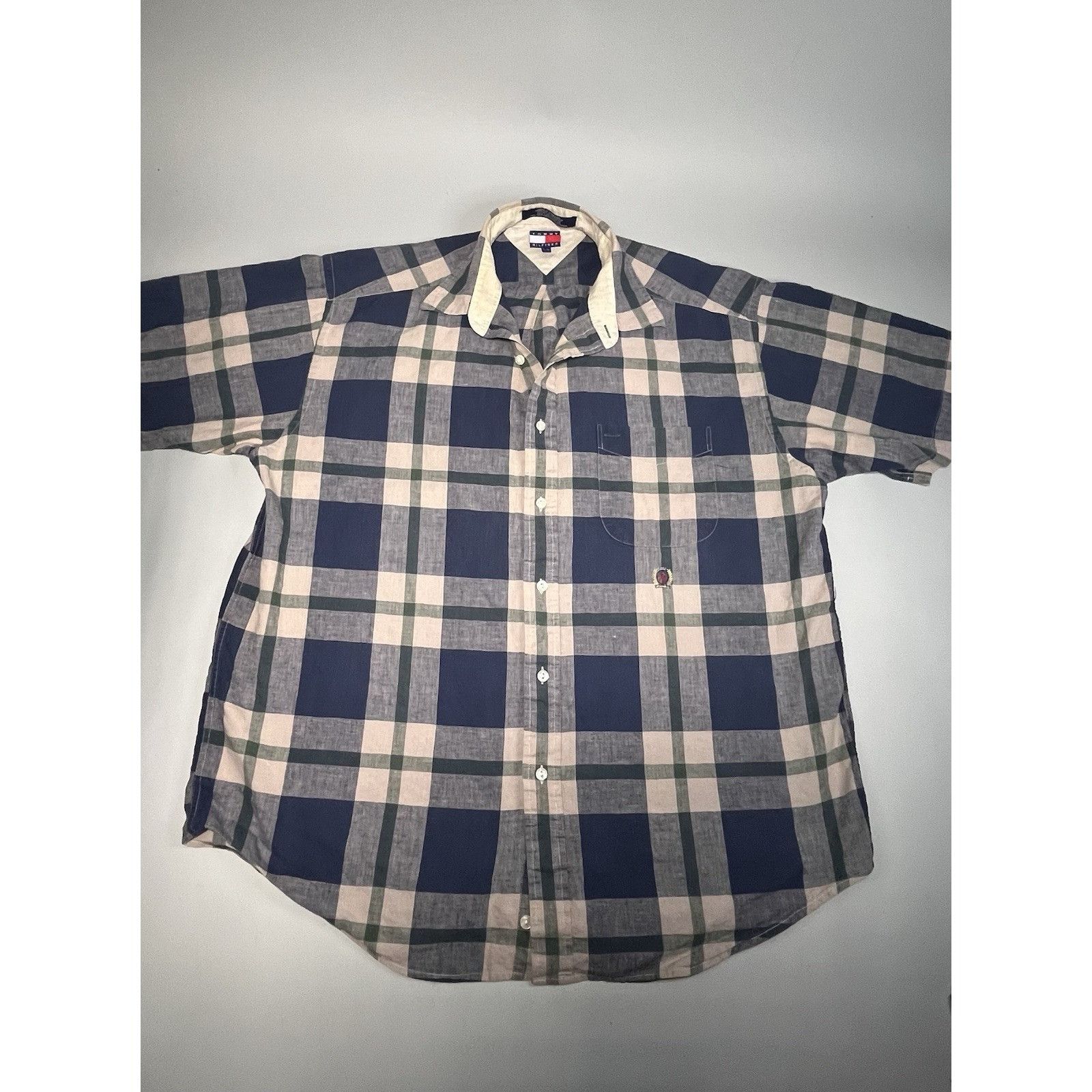 Tommy Hilfiger Tommy Hilfiger Linen Blend Short Sleeve Button Down Plaid Sh Size US L / EU 52-54 / 3 - 1 Thumbnail