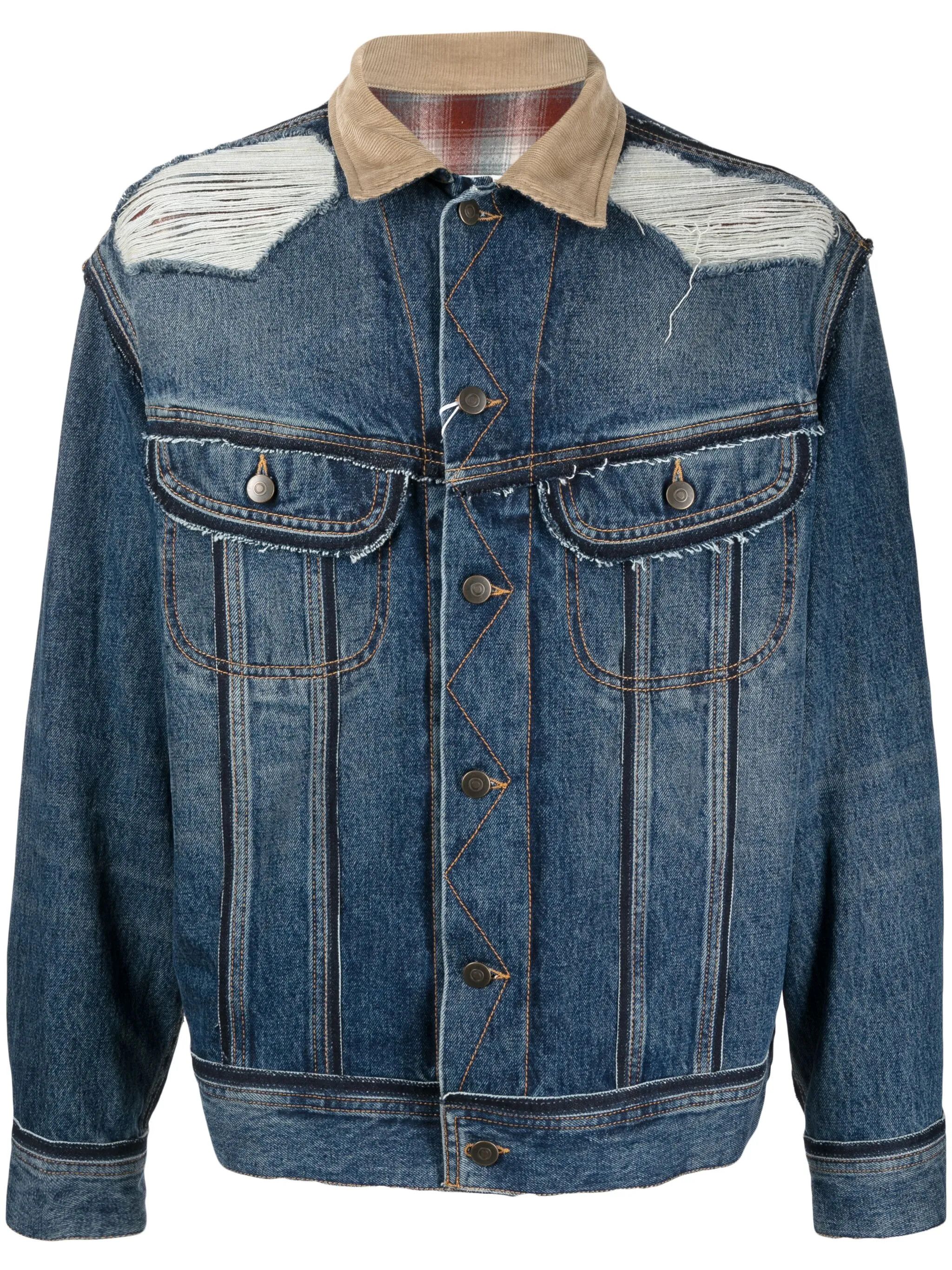 o1w1db10525 Distressed Denim Jacket in Blue