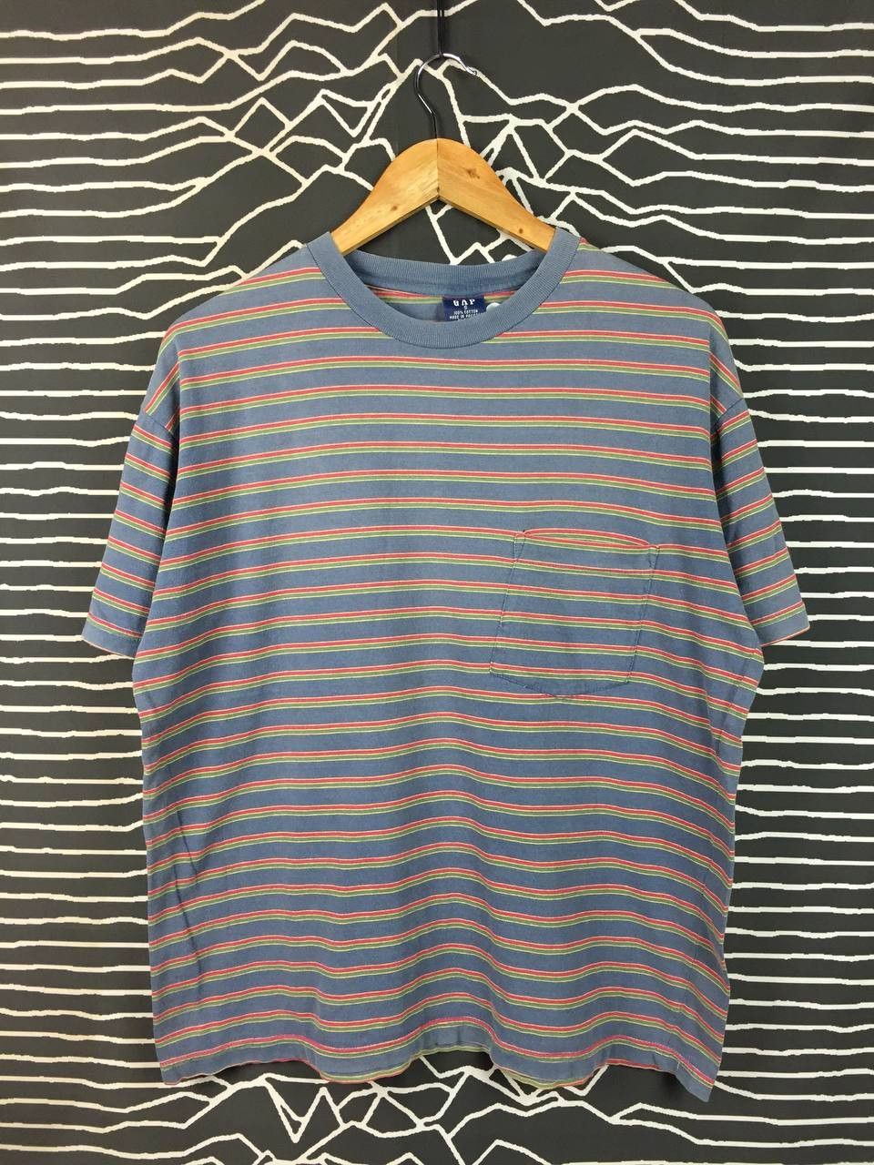 Gap Vtg GAP Multi-Color Horizontal Stripe Pocket Tee Size US S / EU 44-46 / 1 - 1 Thumbnail