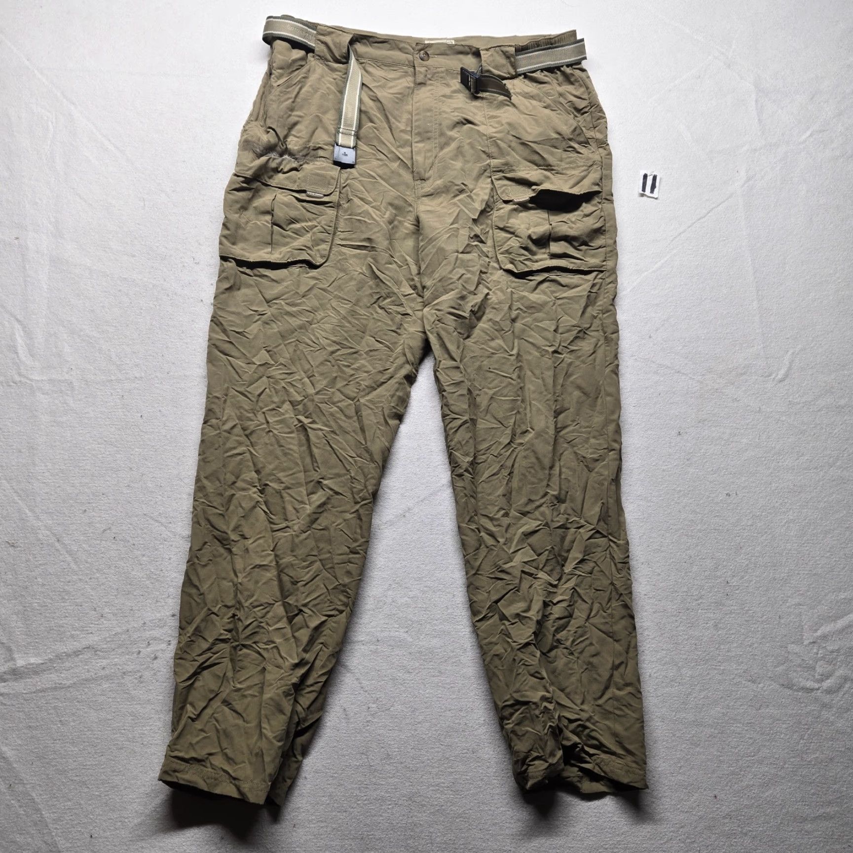 Vintage L.L. Bean Nylon Beige Khaki Belted Pants Cargo Pocket Size US 33 - 2 Thumbnail