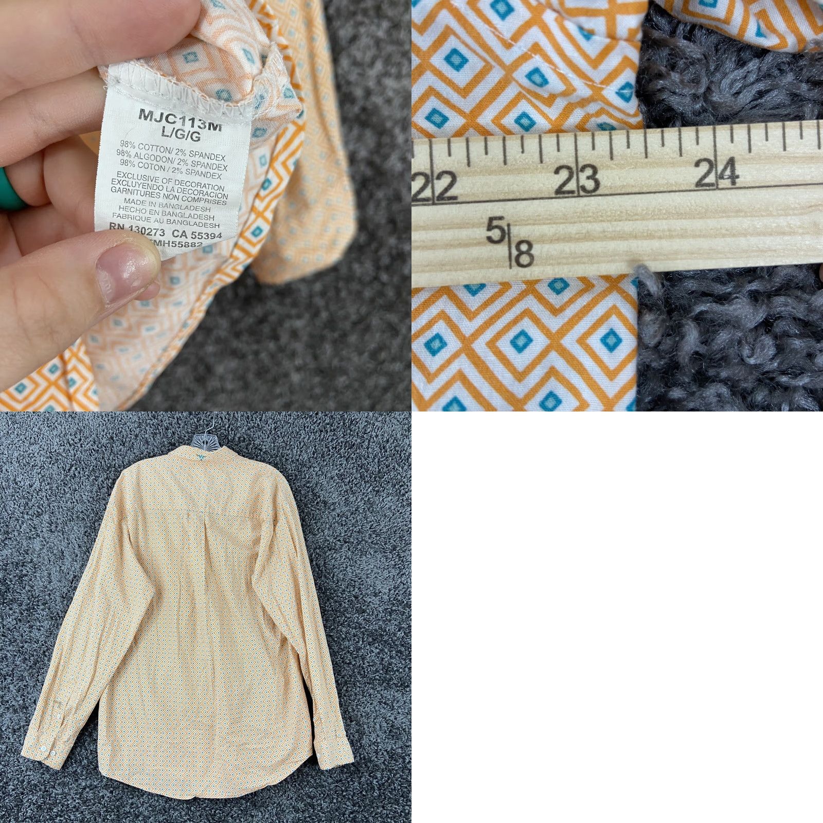 Wrangler VINTAGE Wrangler 20X Competition Advance Comfort Button-Up Shirt Men Long Sleeve L Yellow Men Size US L / EU 52-54 / 3 - 8 Thumbnail