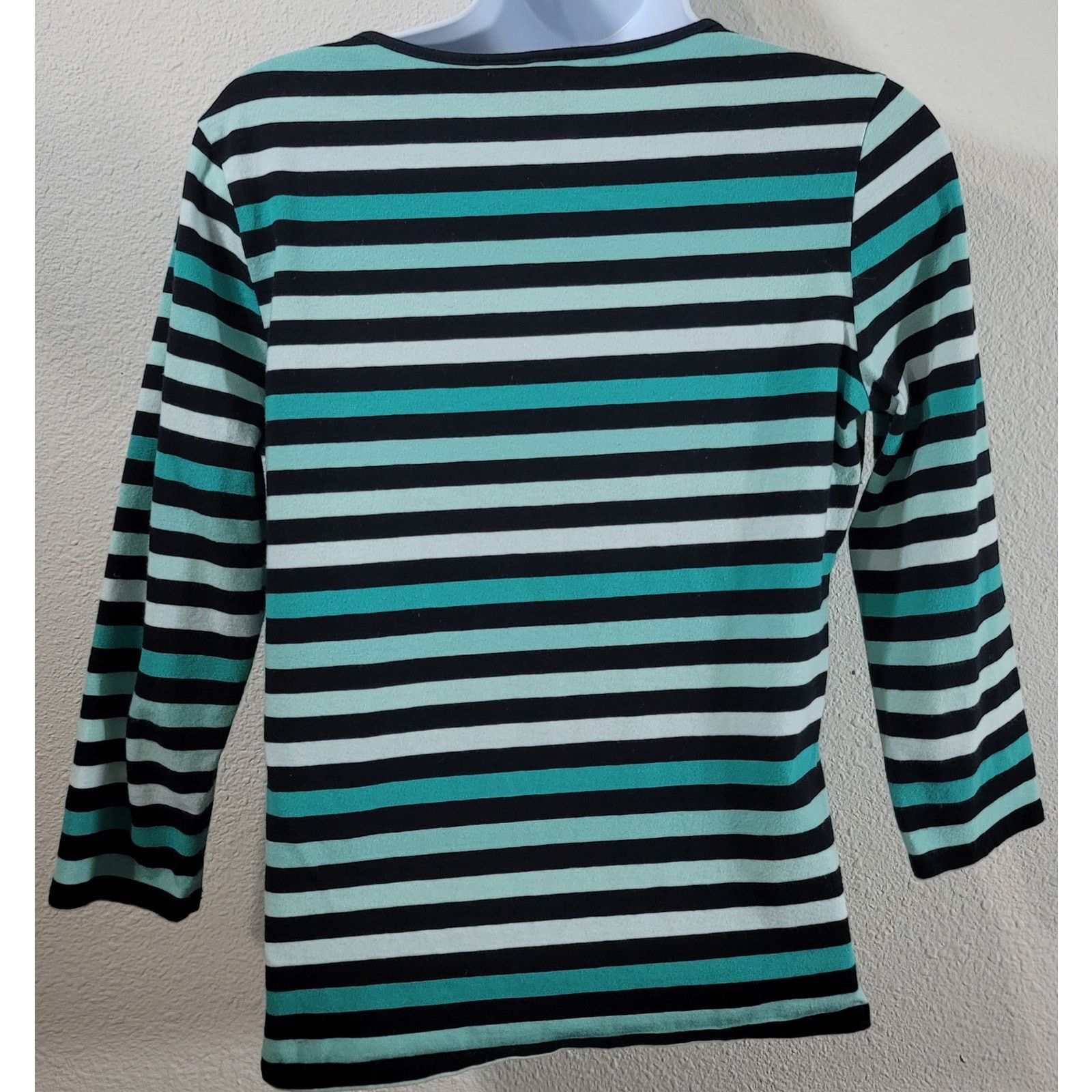 Other Style & Co Green Black Striped Crisscross Bodice Top PM Soft Size M / US 6-8 / IT 42-44 - 3 Thumbnail