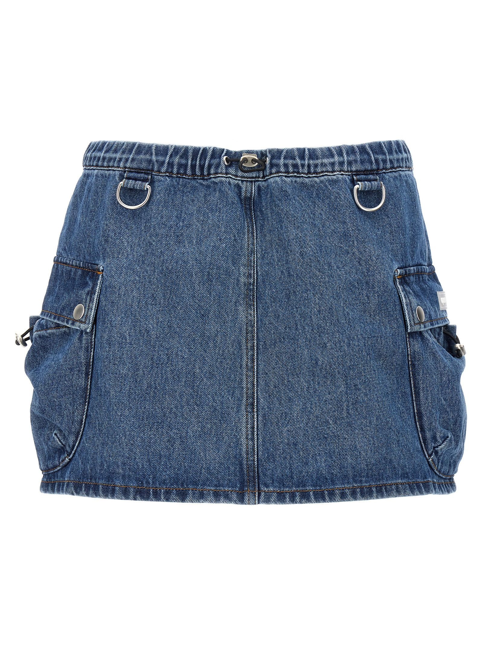 Coperni Blue Miniskirt with Logo Patch on the Rear and