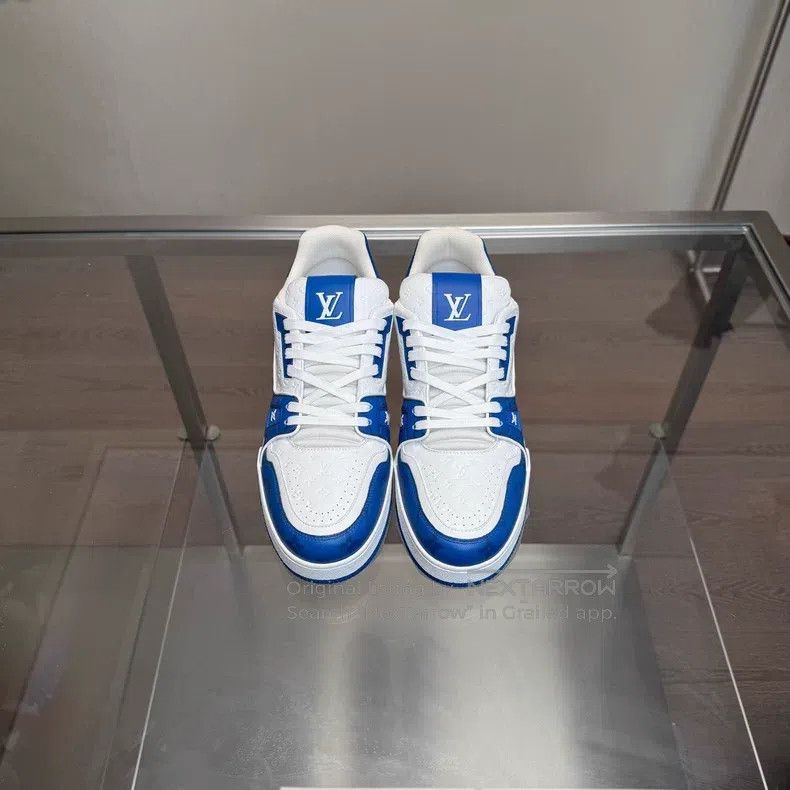 Louis Vuitton Louis Vuitton Trainer embossed full print blue shoes Size US 10 / EU 43 - 5 Thumbnail