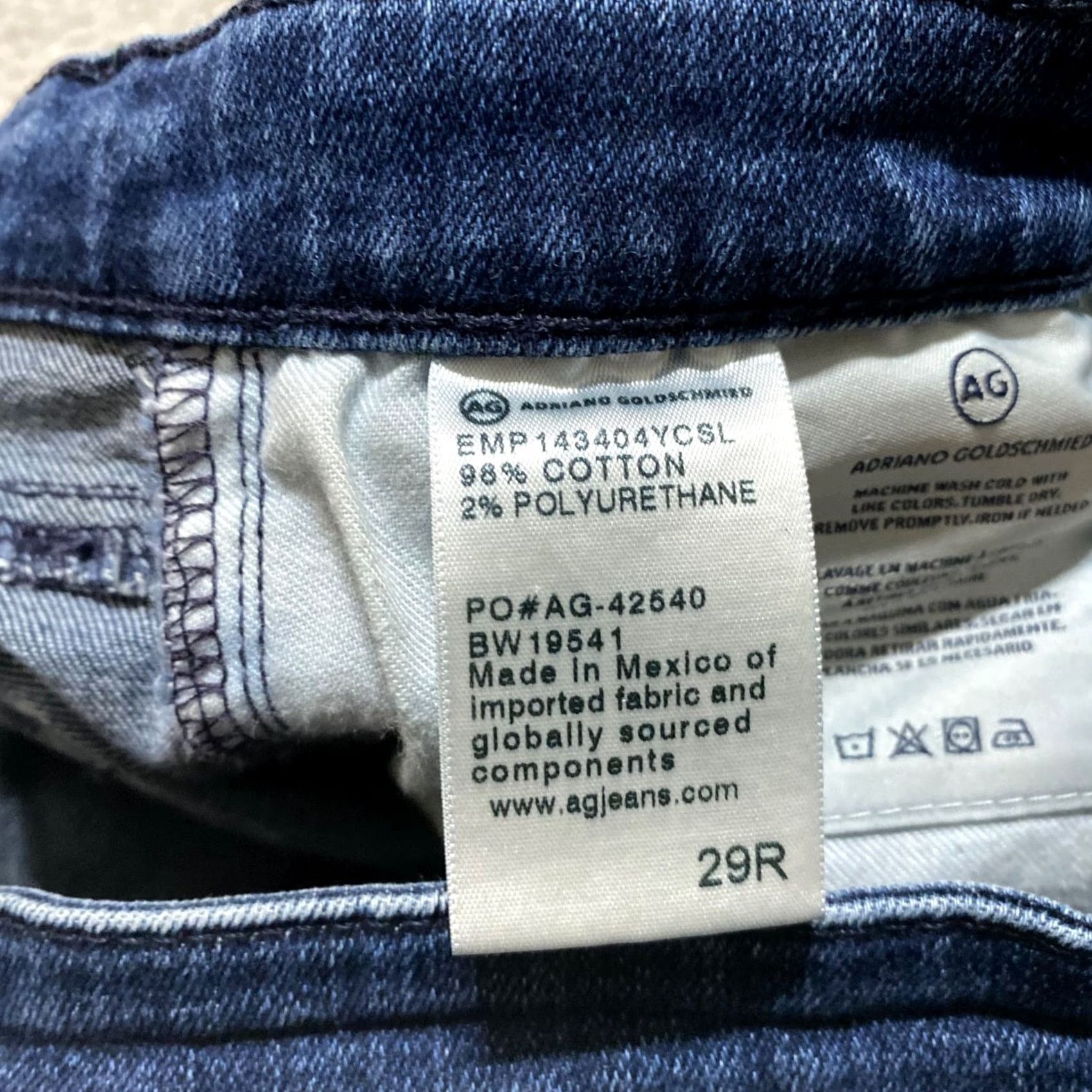 Denime AG Adriano Goldschmied Jeans Blue Denim Dark Wash Slim 29 - Womens - 5-Pocket Crop Stretch Button Zip Inseam 25 in Size 29" - 4 Thumbnail