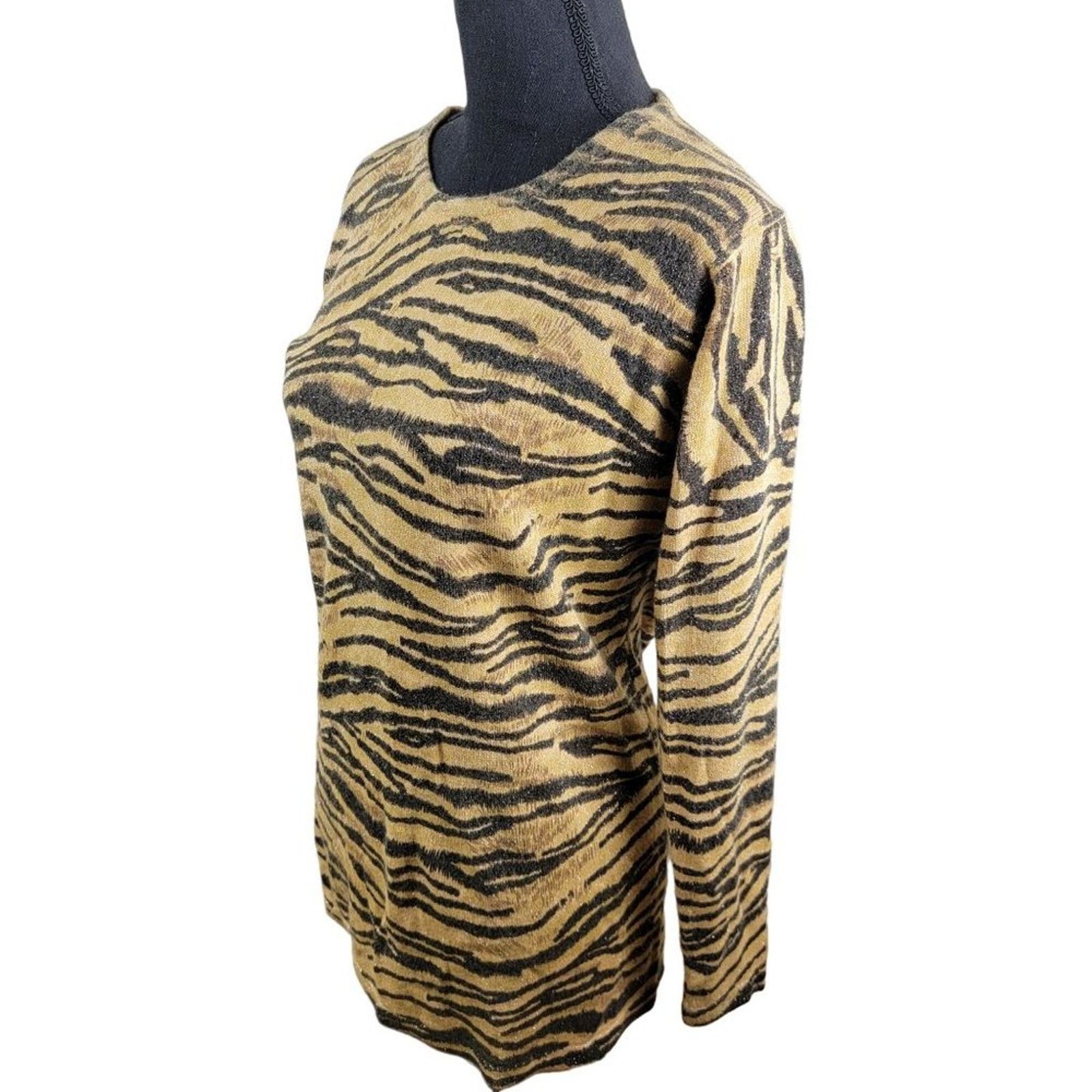Vintage Objects Gold Leopard Print Sweater Top Size S / US 4 / IT 40 - 1 Thumbnail