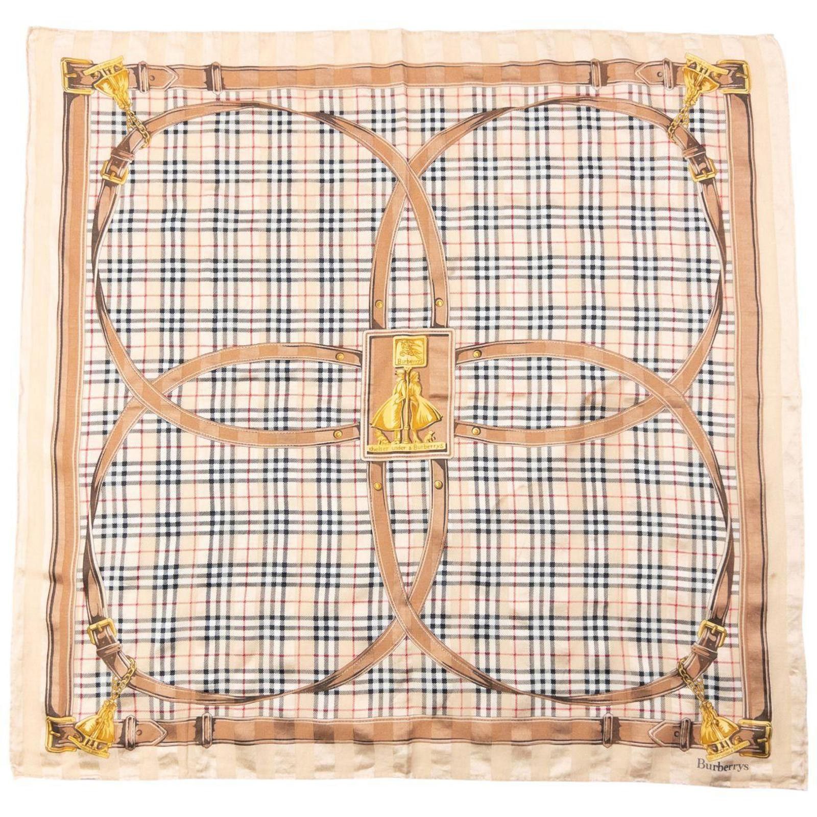 Burberry Vintage 90s Burberry Nova Check Buckle Print Silk Scarf Size ONE SIZE - 1 Thumbnail