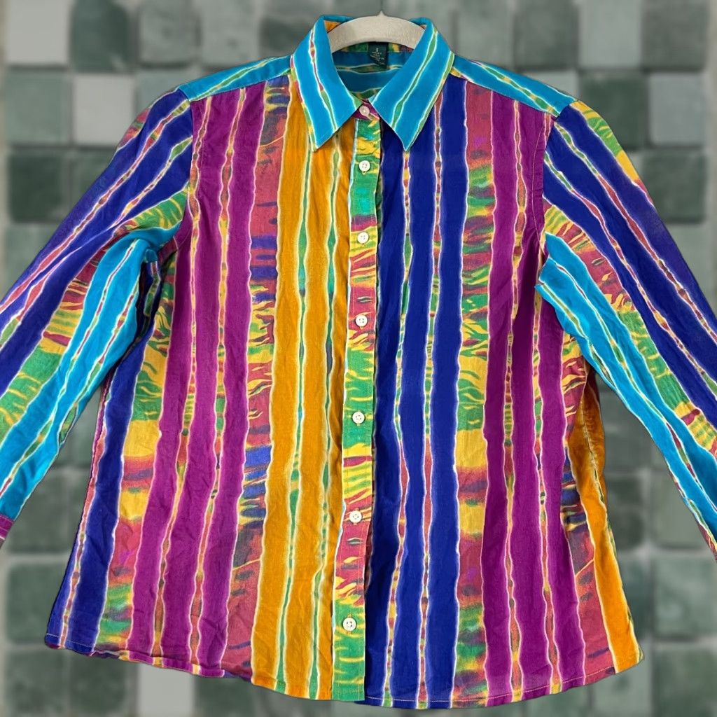 Ralph Lauren Lauren Ralph Lauren Button-Up Shirt Women Small Purple Stripe Long Sleeve Cotton Size S / US 4 / IT 40 - 1 Thumbnail