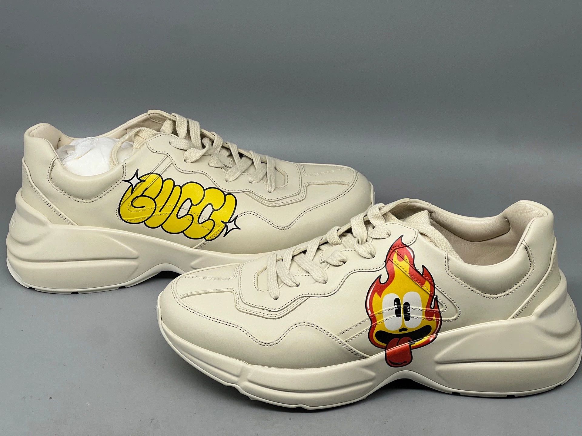 Gucci gucci rhyton beige leather dad sneakers for men Size US 7.5 / EU 40-41 - 2 Thumbnail