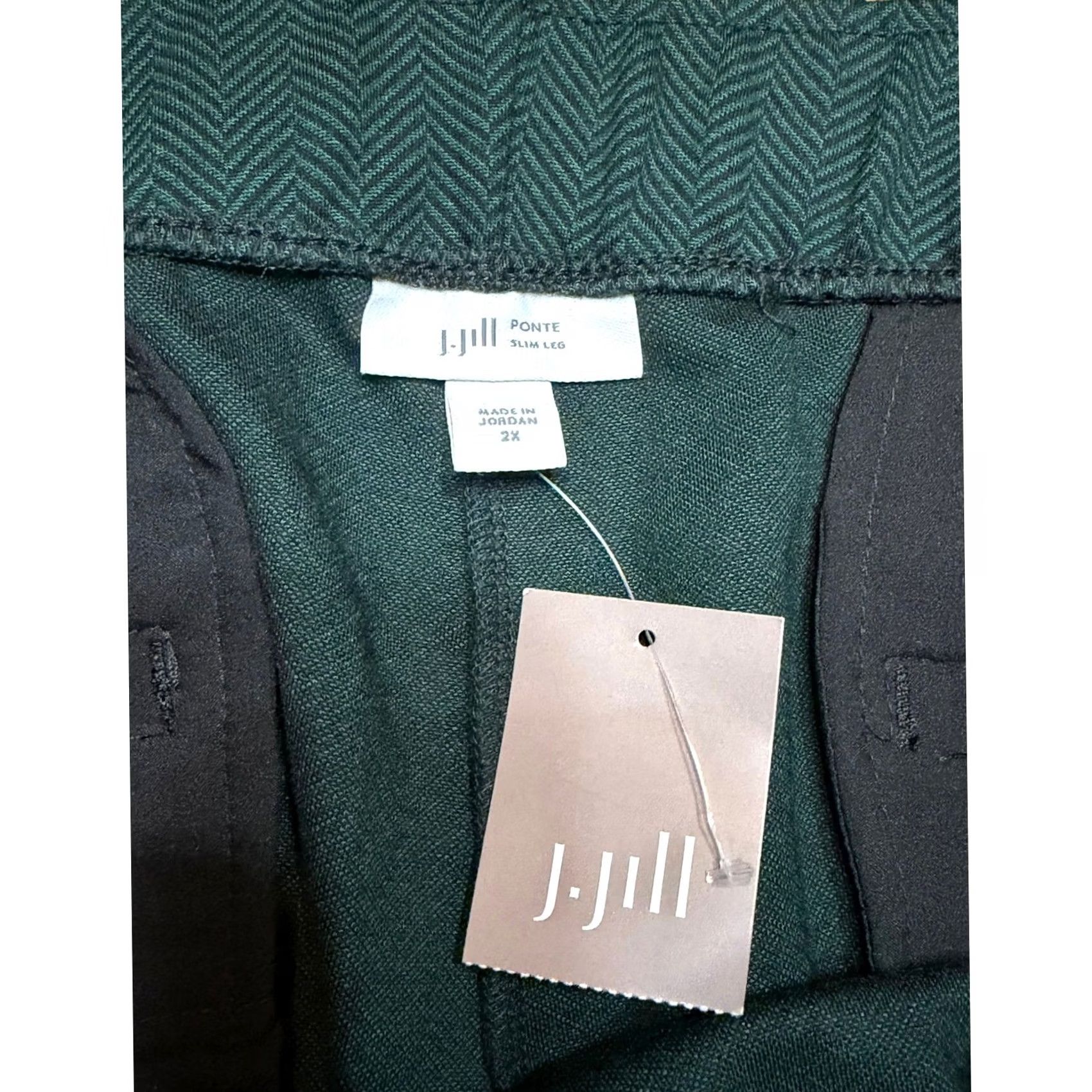 J. Jill J. Jill Pants Womens Sz 2X Green Herringbone Ponte Slim Leg Pull On Welt Pockets NEW Size 40" / US 18 - 4 Thumbnail