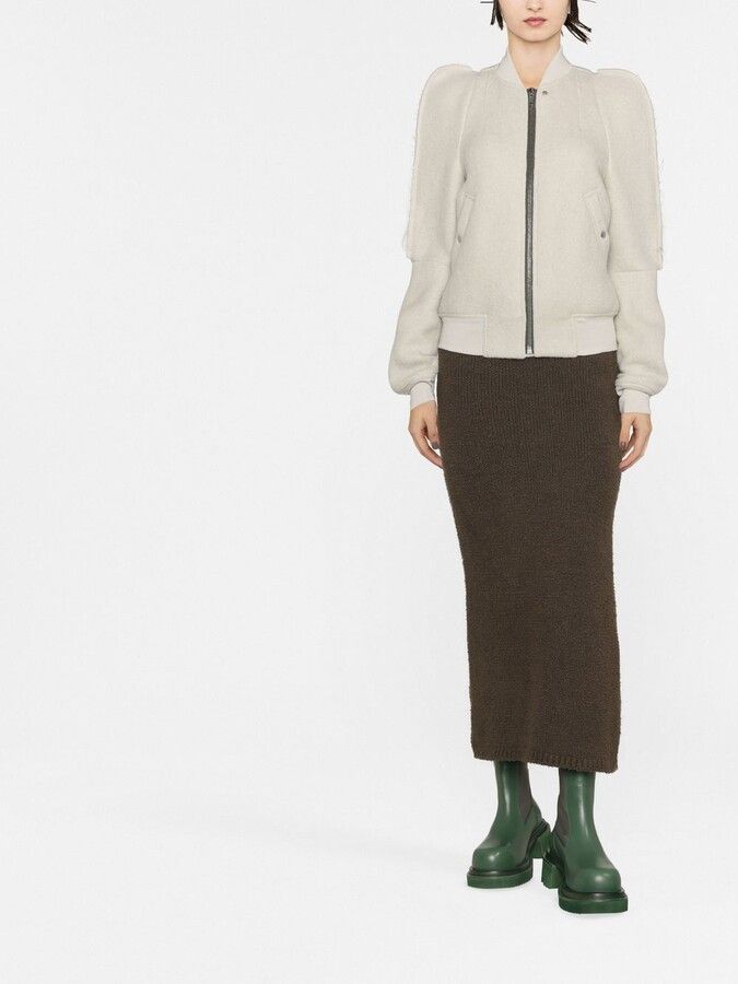 Rick Owens o1tko10125 Puff-Sleeve Bomber Jacket in Light Grey Size L / US 10 / IT 46 - 2 Thumbnail