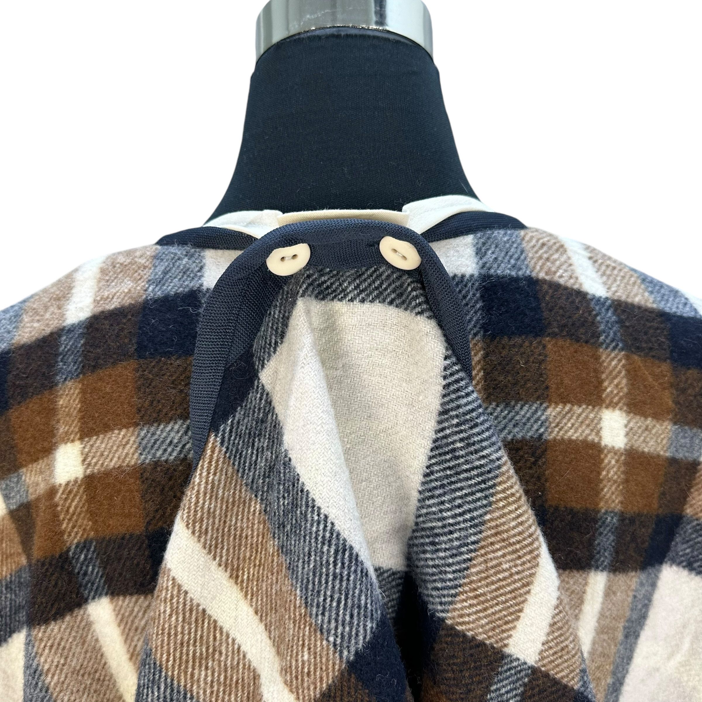 Other SNIDEL Checked Wool Shawl Capes Double Layered #A55-1262 Size US XXL / EU 58 / 5 - 15 Thumbnail