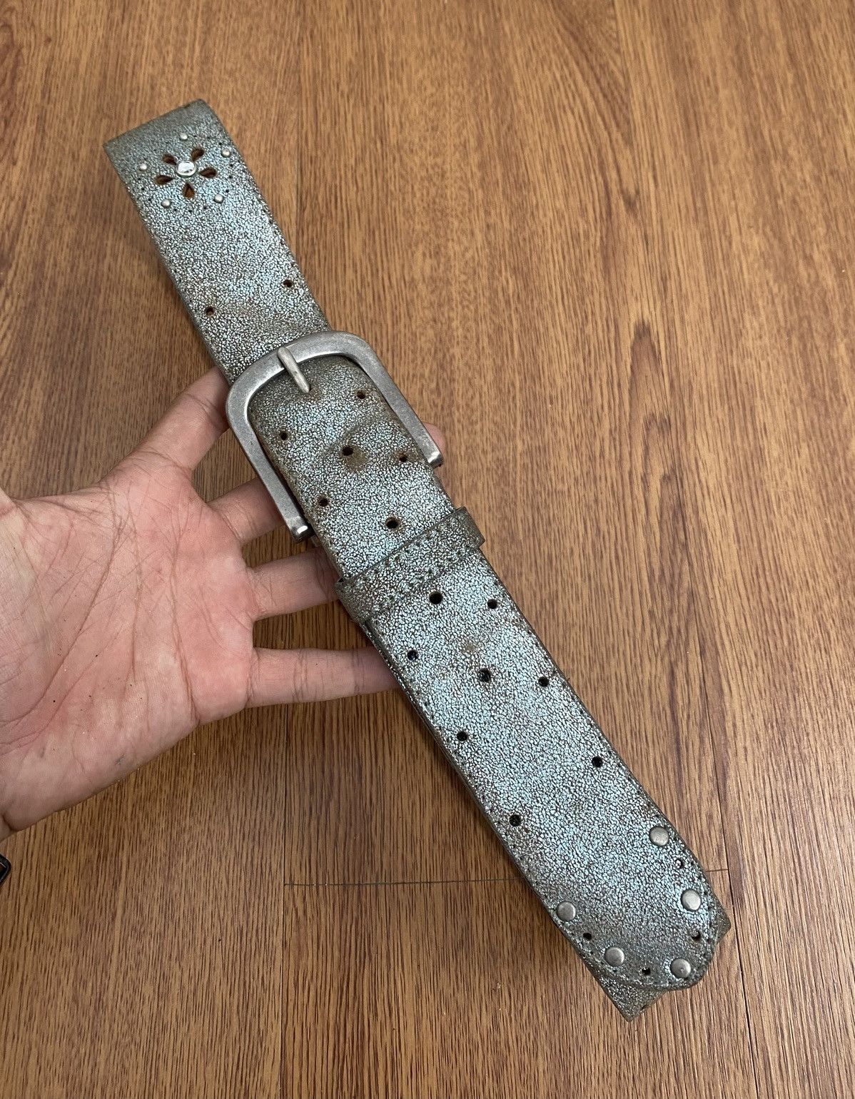 If Six Was Nine × Japanese Brand × Le Grande Bleu (L.G.B.) TBJ silver flower leather belt Size ONE SIZE - 2 Thumbnail