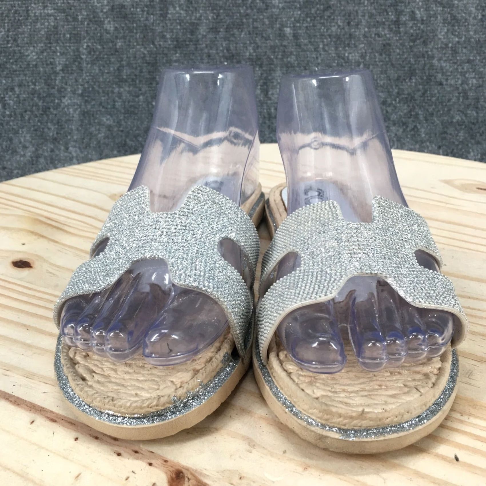 Vintage Cindy Claire Sandals Womens 38 Slide Flats Slip On CC Logo Silver Glitter NEW Size US 8 / IT 38 - 4 Thumbnail