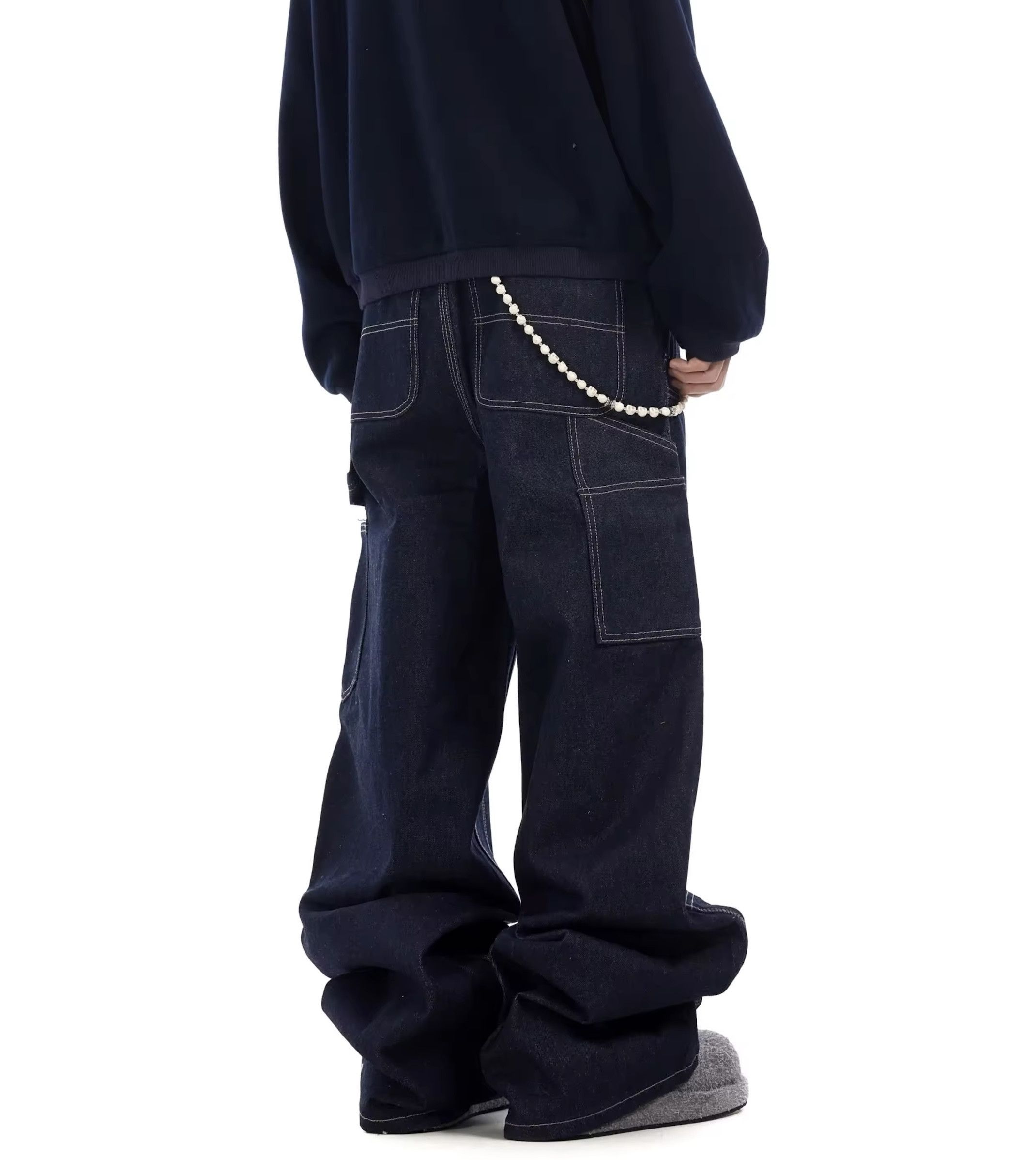 Jean × Vintage Dark Blue Baggy Denim Jeans Size US 30 / EU 46 - 2 Thumbnail