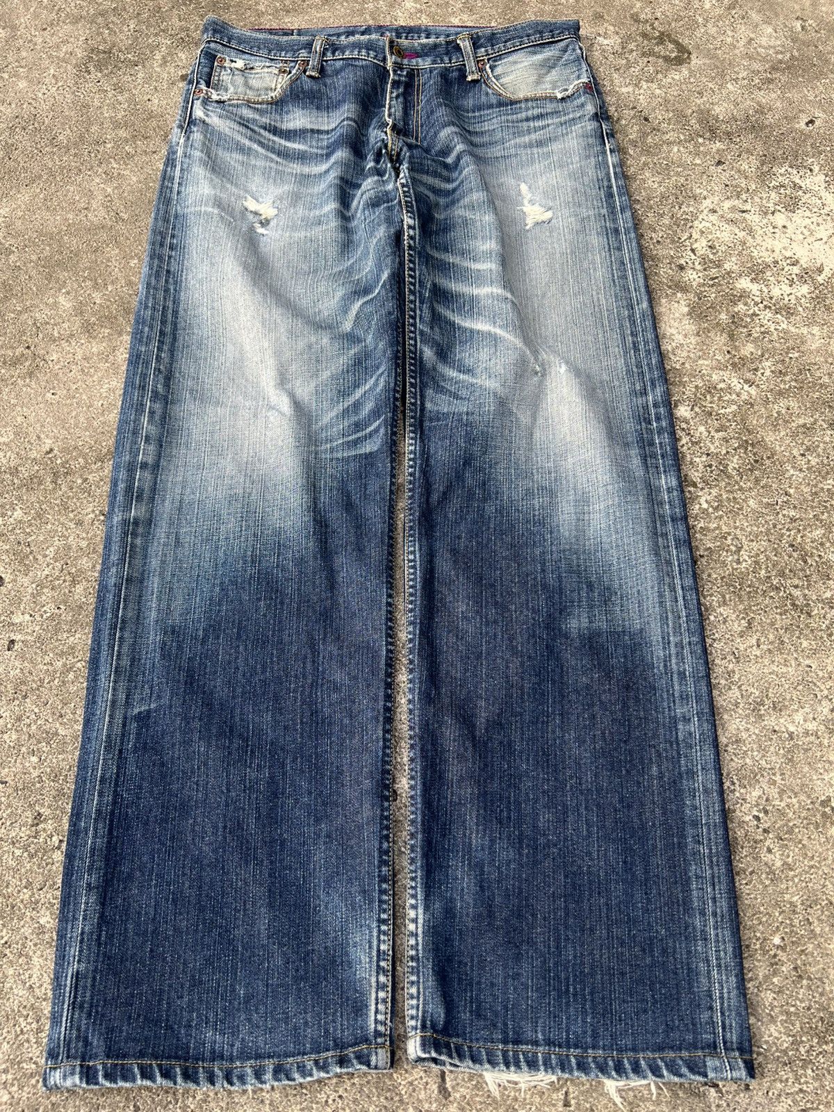 Levi's 💥Baggy💥Vintage Levi’s 503 Distressed Mud Wash Jean Size US 35 - 1 Thumbnail