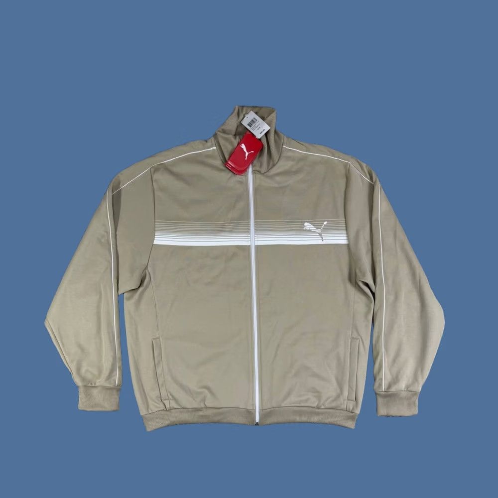Puma VINTAGE Puma Streaming Cat Track Jacket Beige Men's XL Retro Full Zip Long Sleeve Polyamide Polyester Spring Fall Activewear Men Size XL Beige Retro Size US XL / EU 56 / 4 - 1 Thumbnail