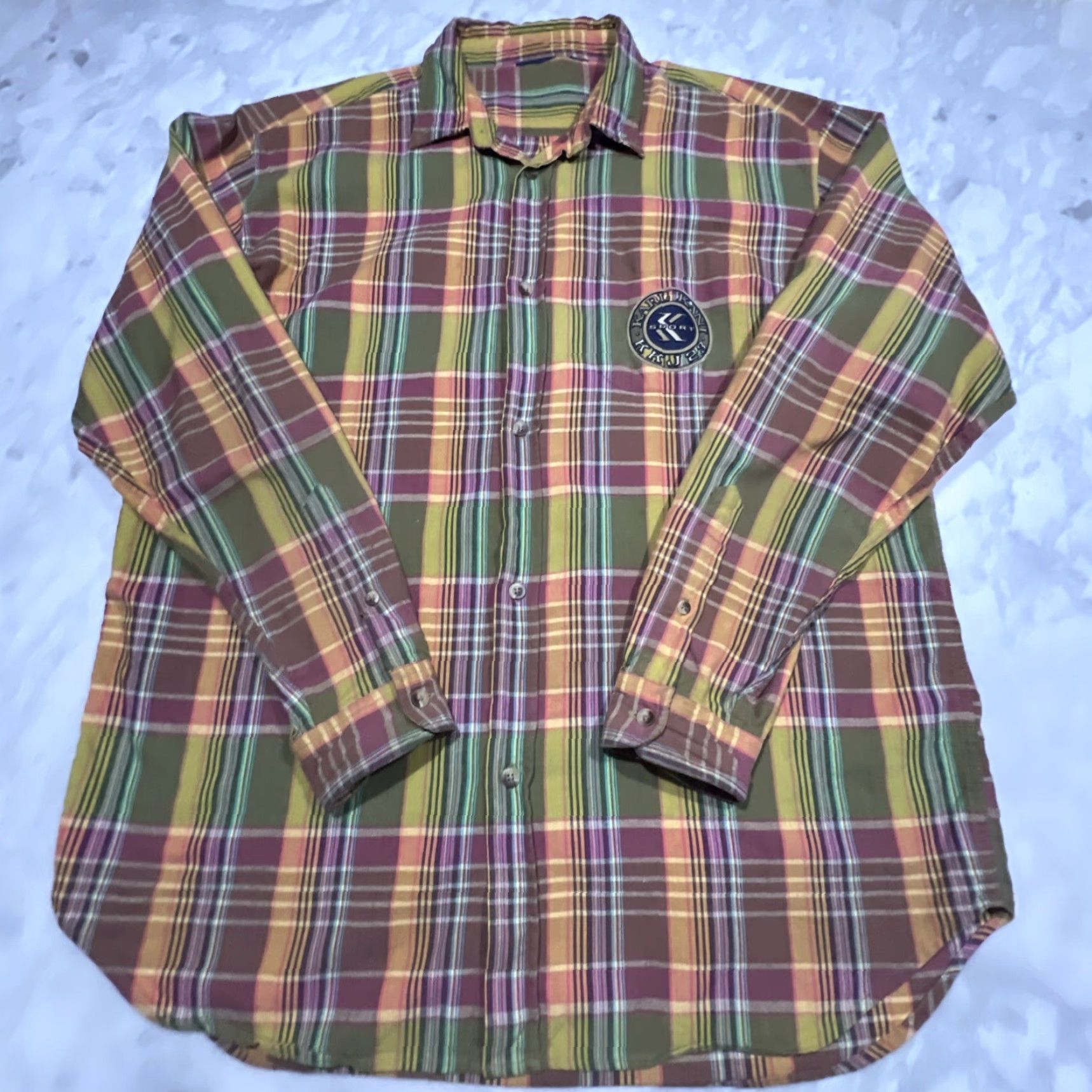 Karl Kani VINTAGE Karl Kani Men's Long Sleeve Plaid Button-Up Shirt 2XL Casual Sports Size US XXL / EU 58 / 5 - 2 Thumbnail
