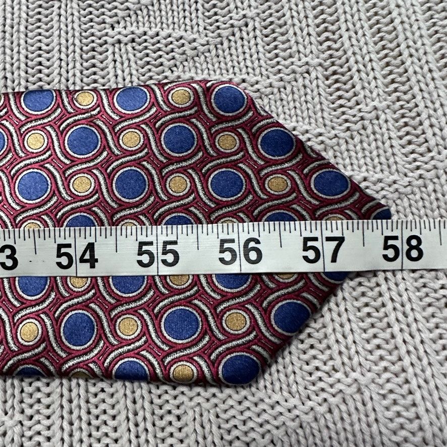 Oleg Cassini Vintage Oleg Cassini metallic blue yellow circle silk tie Size ONE SIZE - 4 Thumbnail