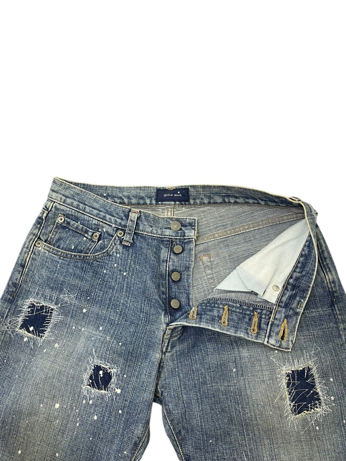 Japanese Brand Patchwork Jeans Global Work Painted Regular 3🟦8 Size US 32 / EU 48 - 9 Thumbnail