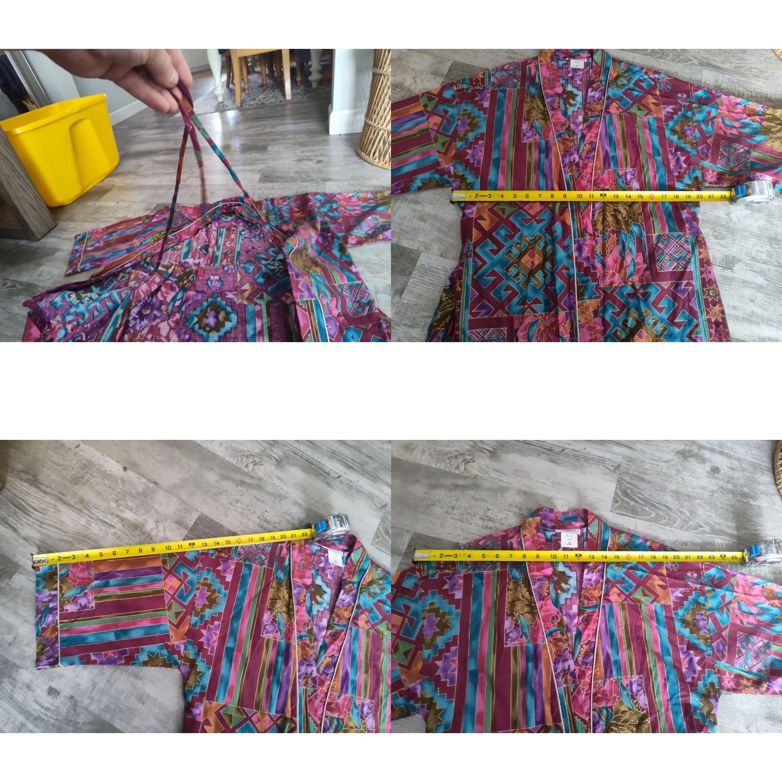 Vintage Vtg Appel Robe 70's Tie Front Floral Geometric Made In USA Sz S Cotton/Polyester Size ONE SIZE - 8 Thumbnail