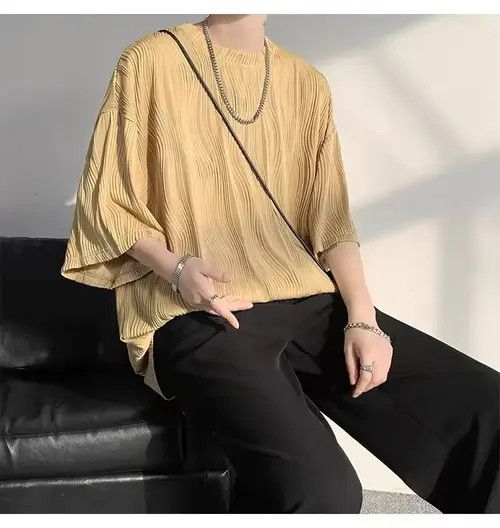 Japanese Brand Hirakawa x Emi 💎 Korean Wave Pleated Relaxed Tee T-shirt Size US L / EU 52-54 / 3 - 8 Thumbnail