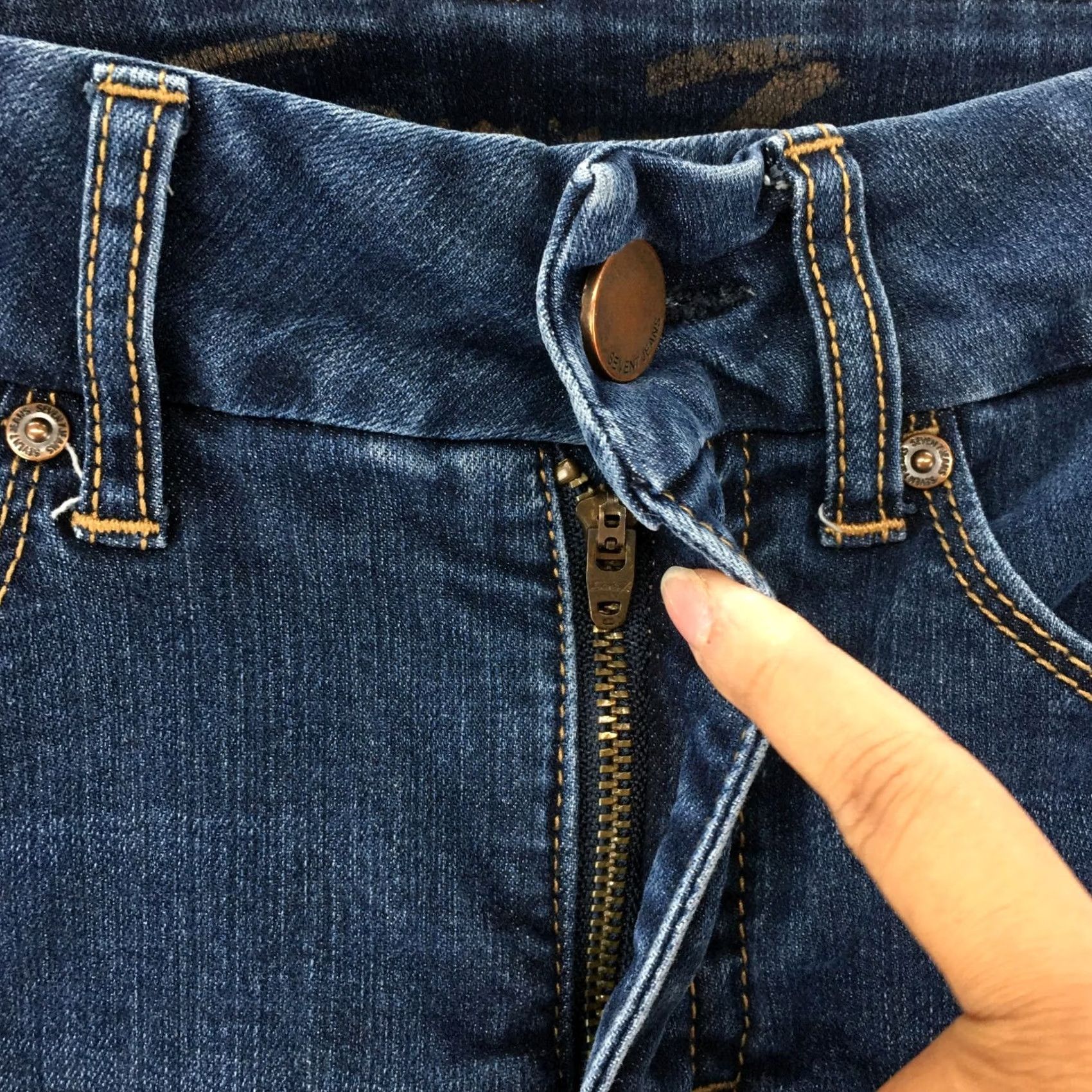 Vintage Seven7 Skinny Jeans Womens 8 Blue Dark Wash Denim Zip Fly 5 Pockets Mid Rise Jeans Size 30" / US 8 / IT 44 - 4 Thumbnail