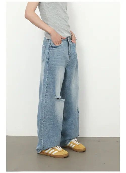 Japanese Brand American retro men's washed loose ripped scimitar jeans Size US 32 / EU 48 - 4 Thumbnail